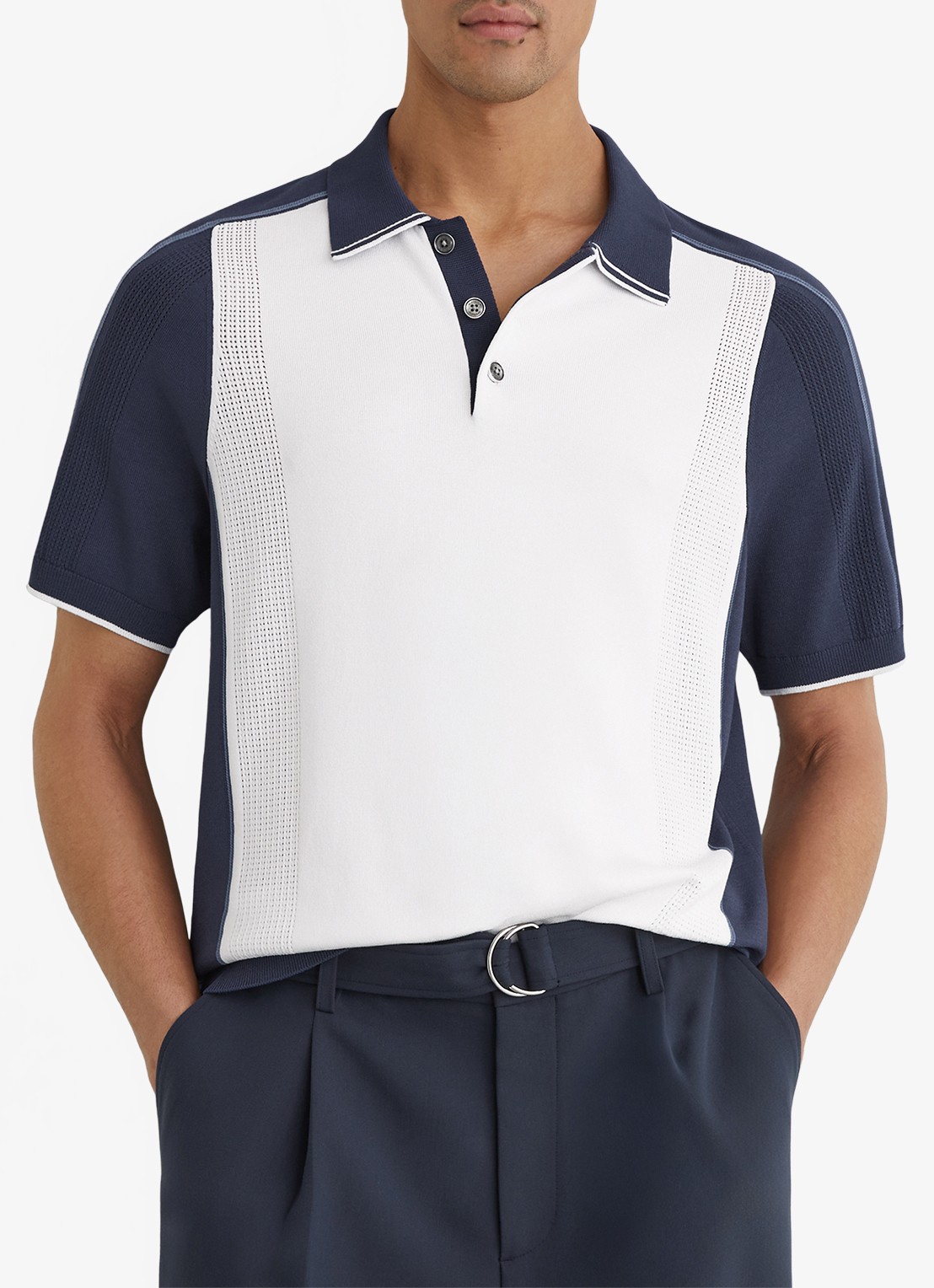 Reiss Claremont polo met structuur - detail 3 wit