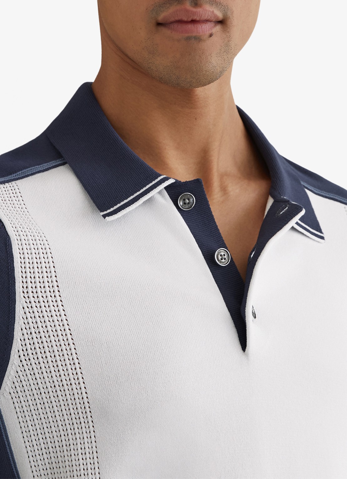 Reiss Claremont polo met structuur - detail 4 wit