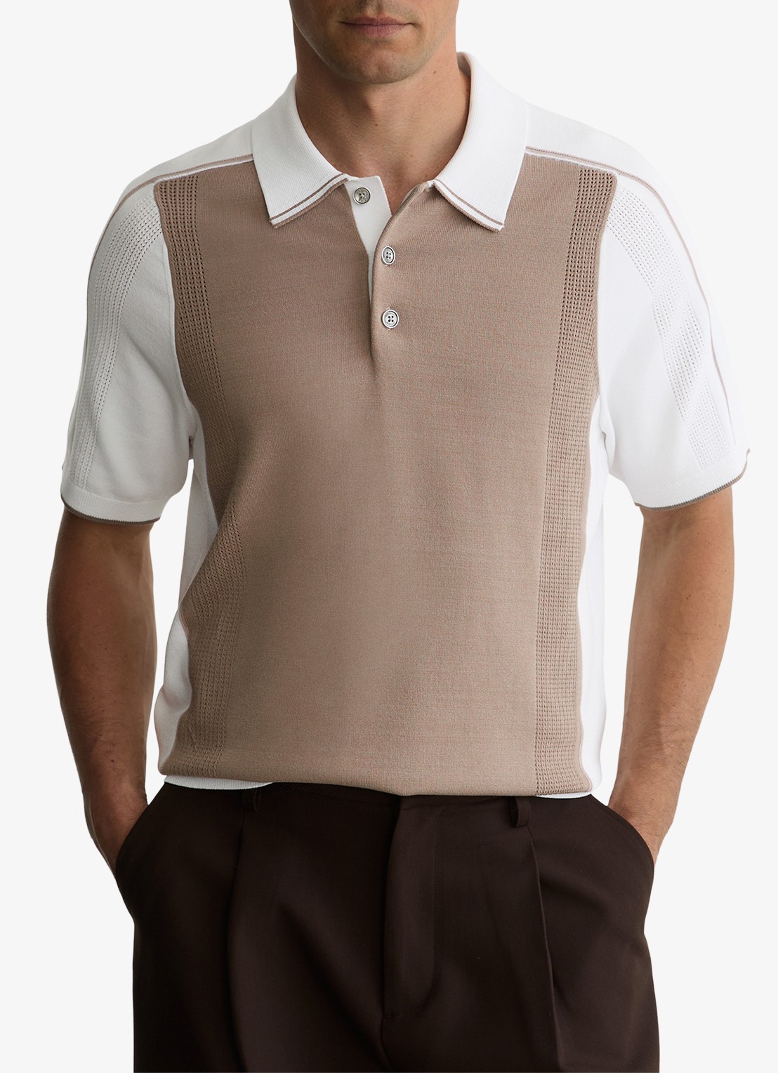 Reiss Claremont polo met structuur - detail camel