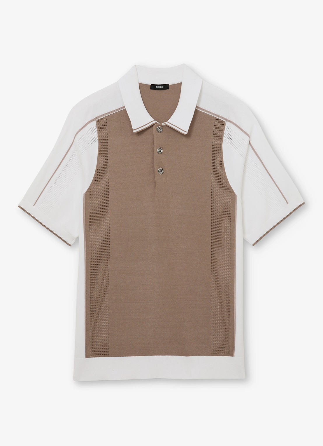 Reiss Claremont polo met structuur - voorkant 5 camel
