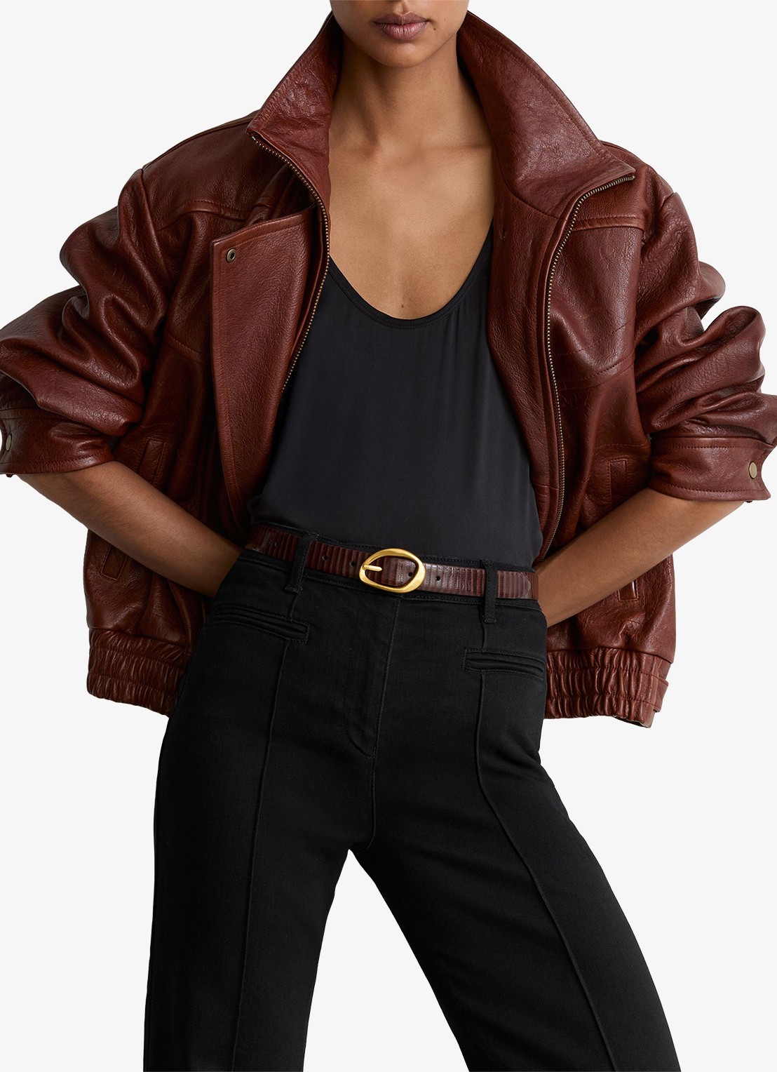 Reiss Claude high waist flared fit jeans met paspelzakken - detail 4 zwart