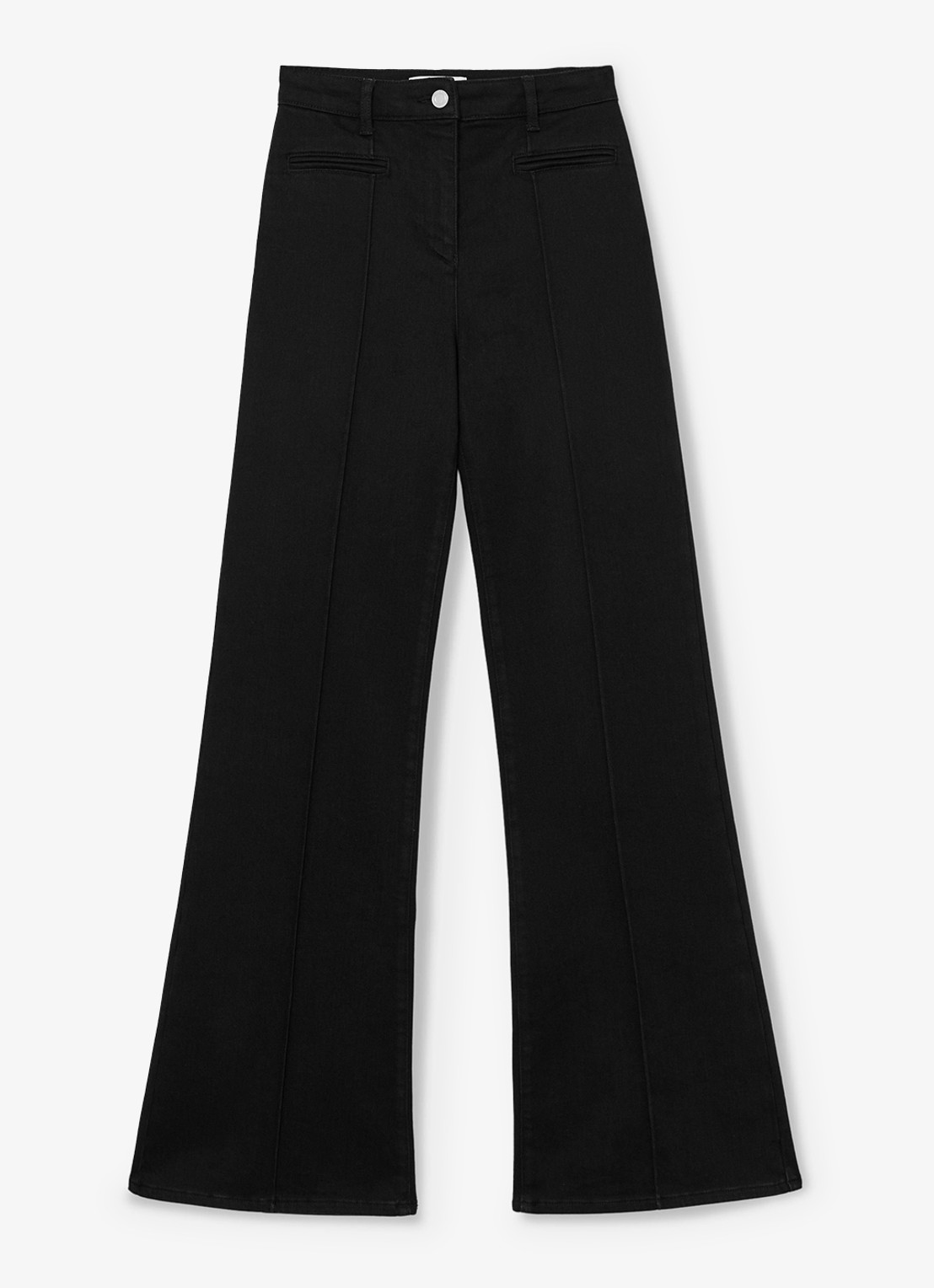 Reiss Claude high waist flared fit jeans met paspelzakken - voorkant zwart