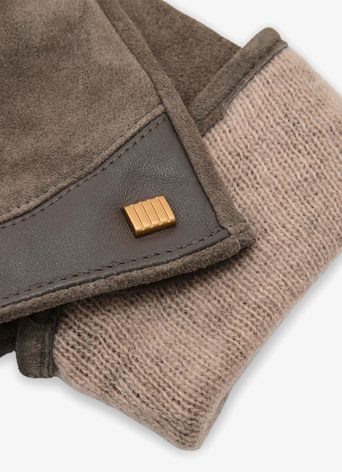 Reiss Claudia suède handschoenen met details van leer - detail grijs