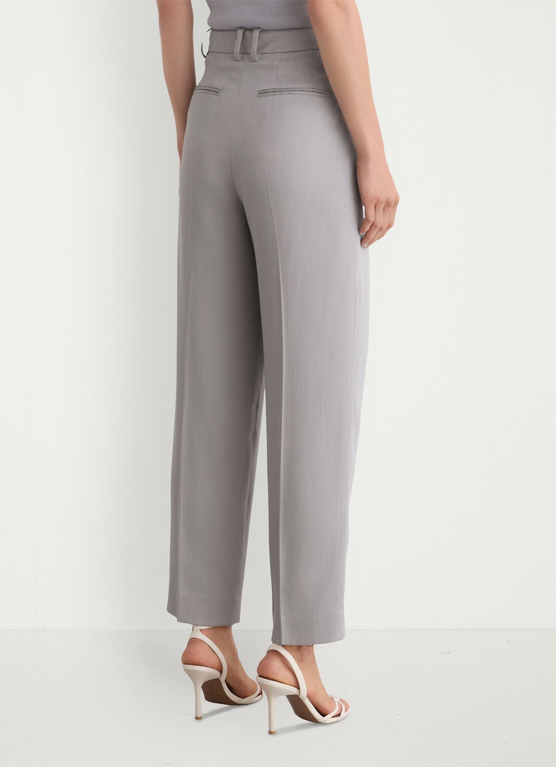 Reiss Clay high waist tapered fit pantalon van lyocell - achterkant 3 grijs