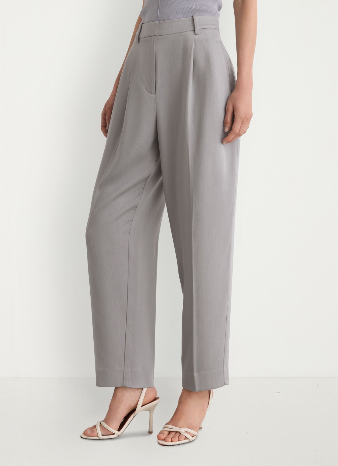 Reiss Clay high waist tapered fit pantalon van lyocell - detail 4 grijs
