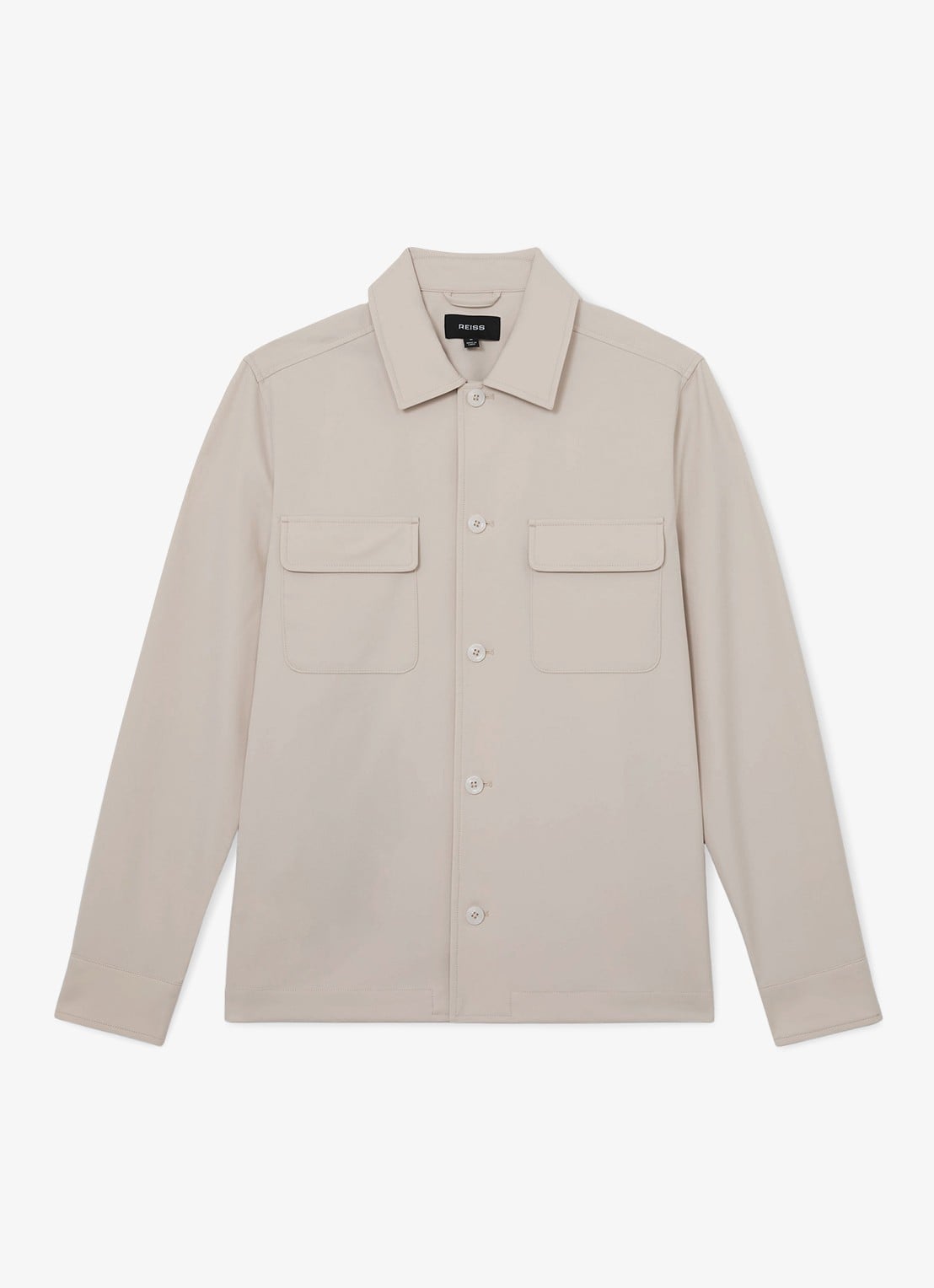 Reiss Cleric regular fit overhemd met borstzakken - voorkant 2 stone / beige
