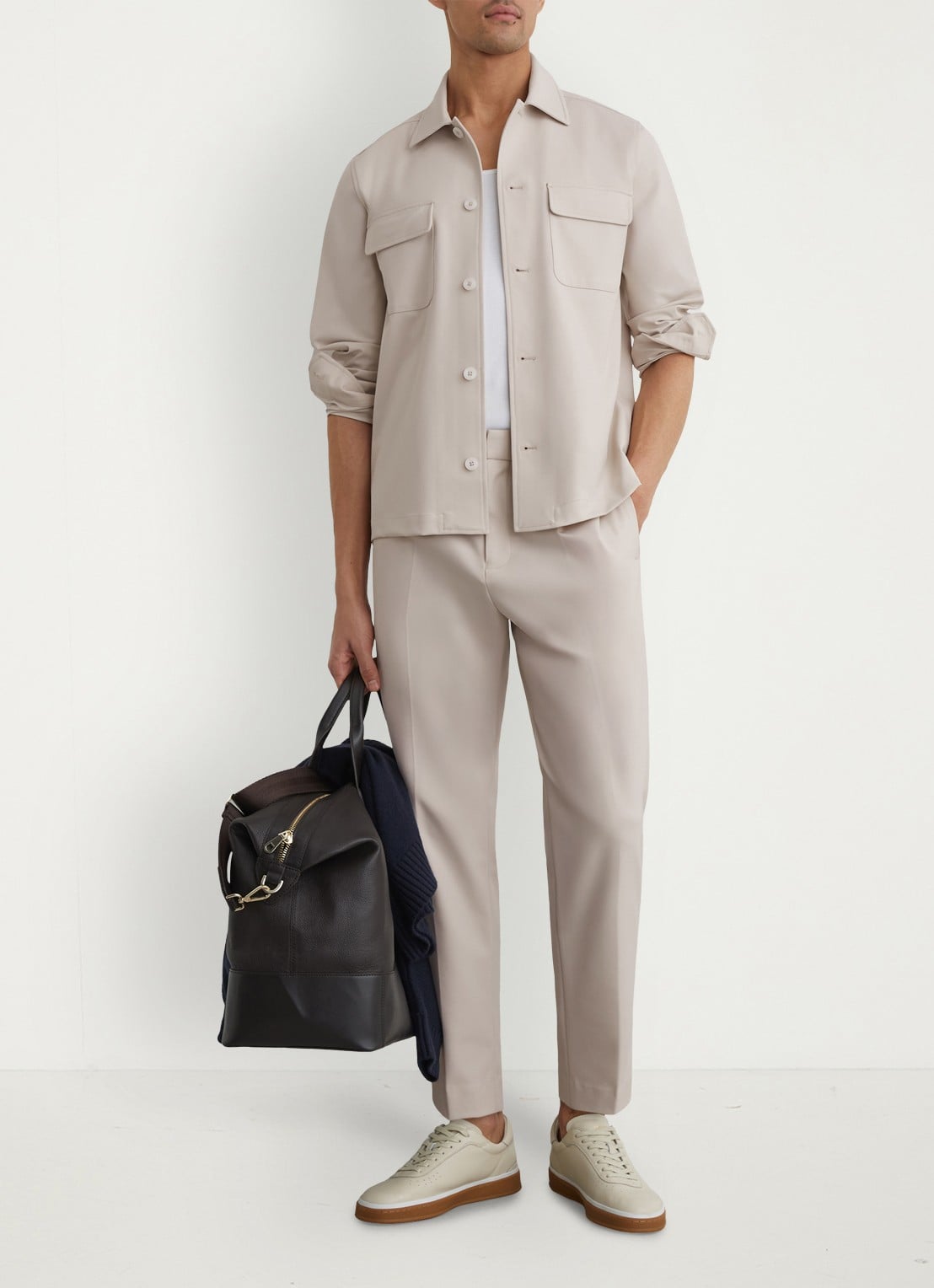 Reiss Cleric regular fit overhemd met borstzakken - voorkant 3 stone / beige