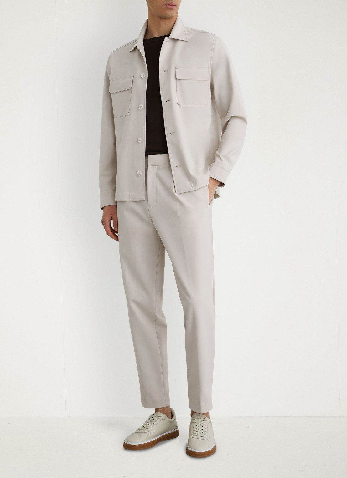 Reiss Cleric tapered fit pantalon met steekzakken - voorkant 3 stone / beige