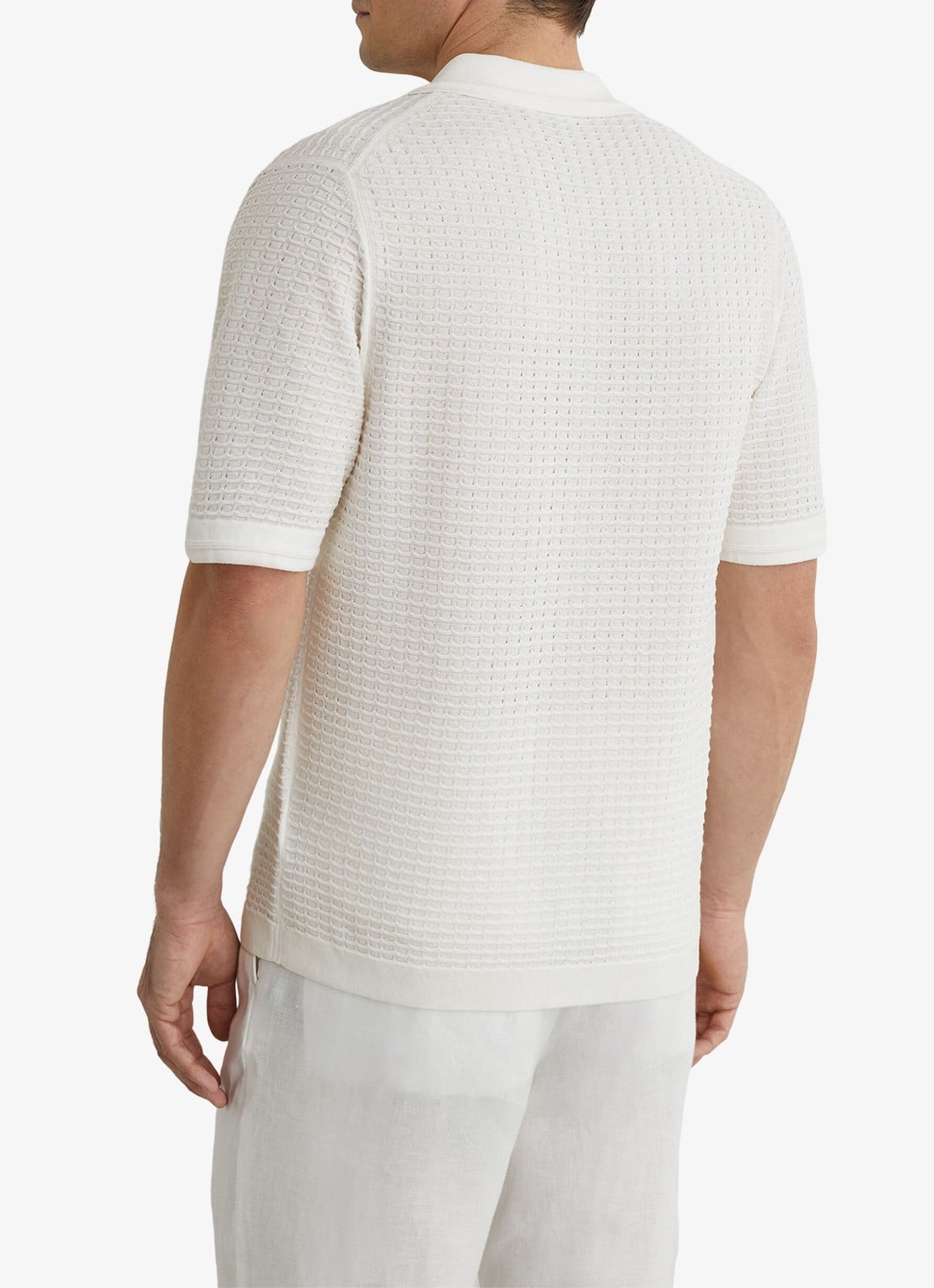 Reiss Clifton regular fit overhemd in linnenblend met structuur - achterkant white / wit