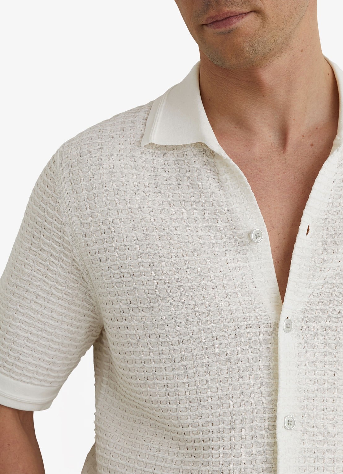 Reiss Clifton regular fit overhemd in linnenblend met structuur - detail 5 white / wit