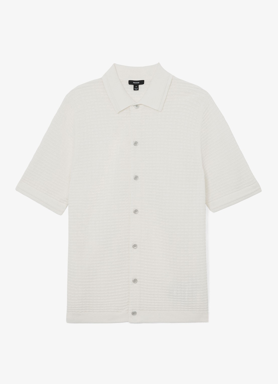 Reiss Clifton regular fit overhemd in linnenblend met structuur - voorkant 2 white / wit