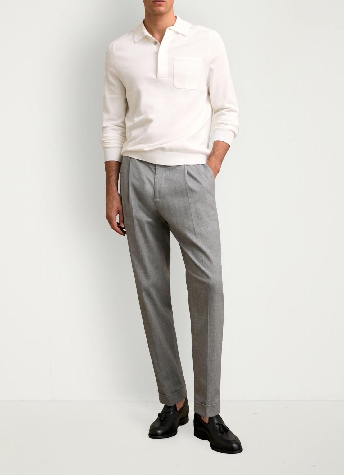Reiss Clinton regular fit polo met borstzak - voorkant 5 wit