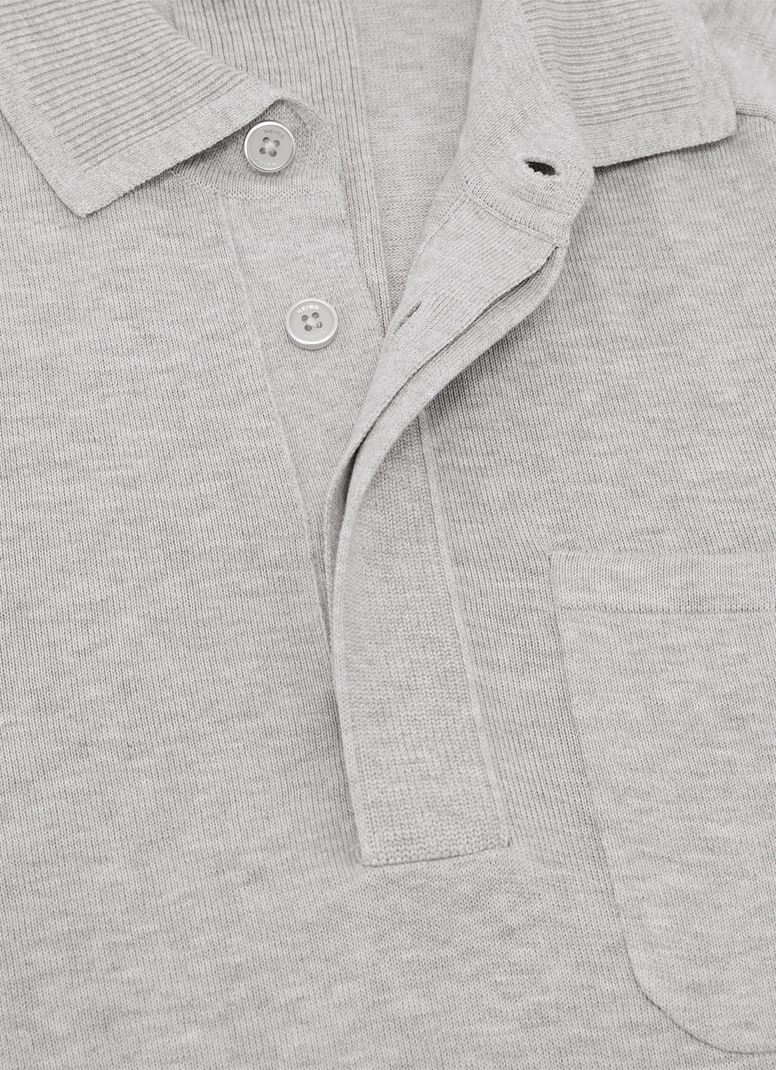 Reiss Clinton regular fit polo met borstzak - detail 7 grijsmele