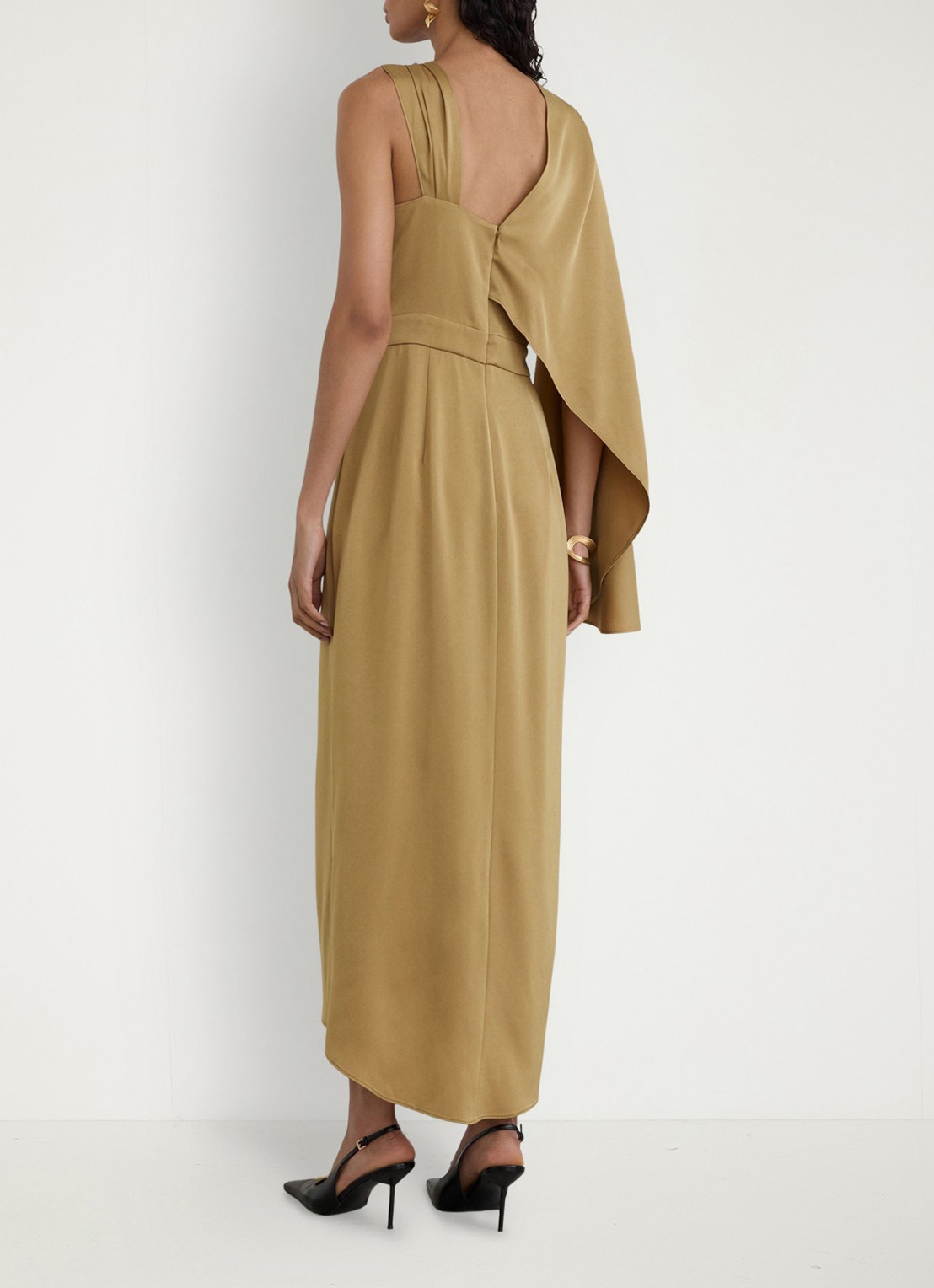 Reiss Clodagh midi jurk met gedrapeerd detail - achterkant 6 goud