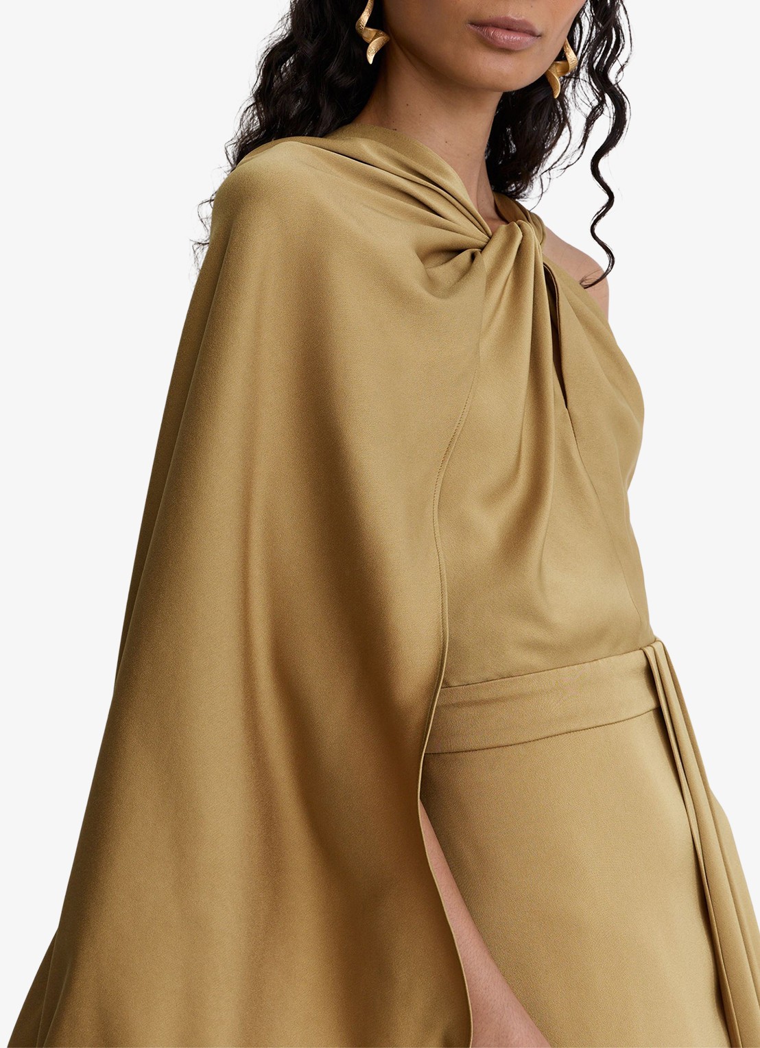 Reiss Clodagh midi jurk met gedrapeerd detail - detail 3 goud