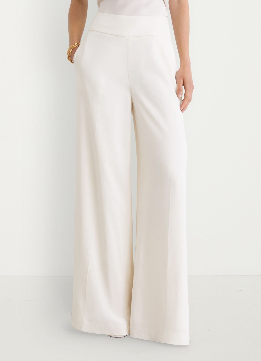 Reiss Clover high waist wide fit pantalon met steekzakken - detail 4 wit