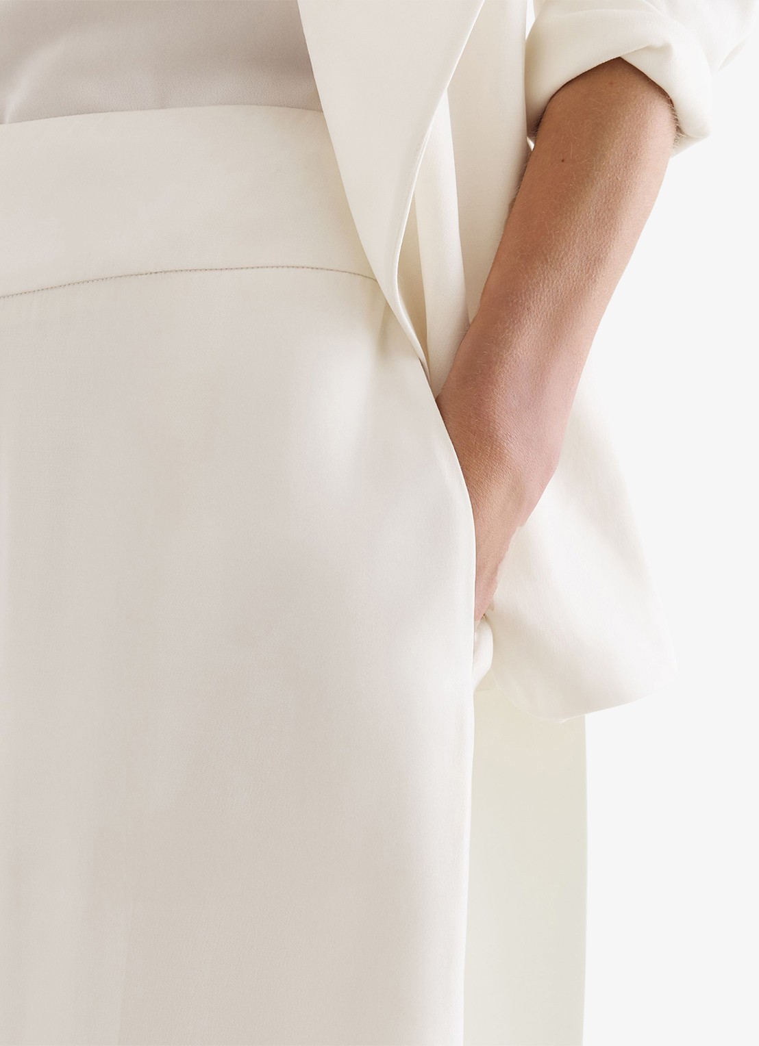 Reiss Clover high waist wide fit pantalon met steekzakken - detail 6 wit
