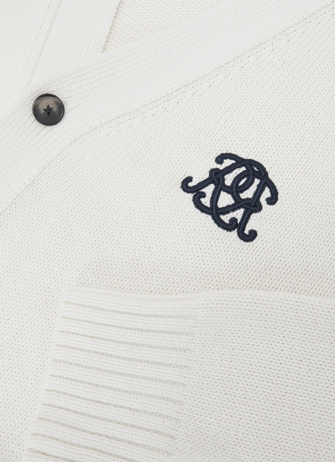 Reiss Coates grofgebreid vest met borduring - detail 4 gebroken wit