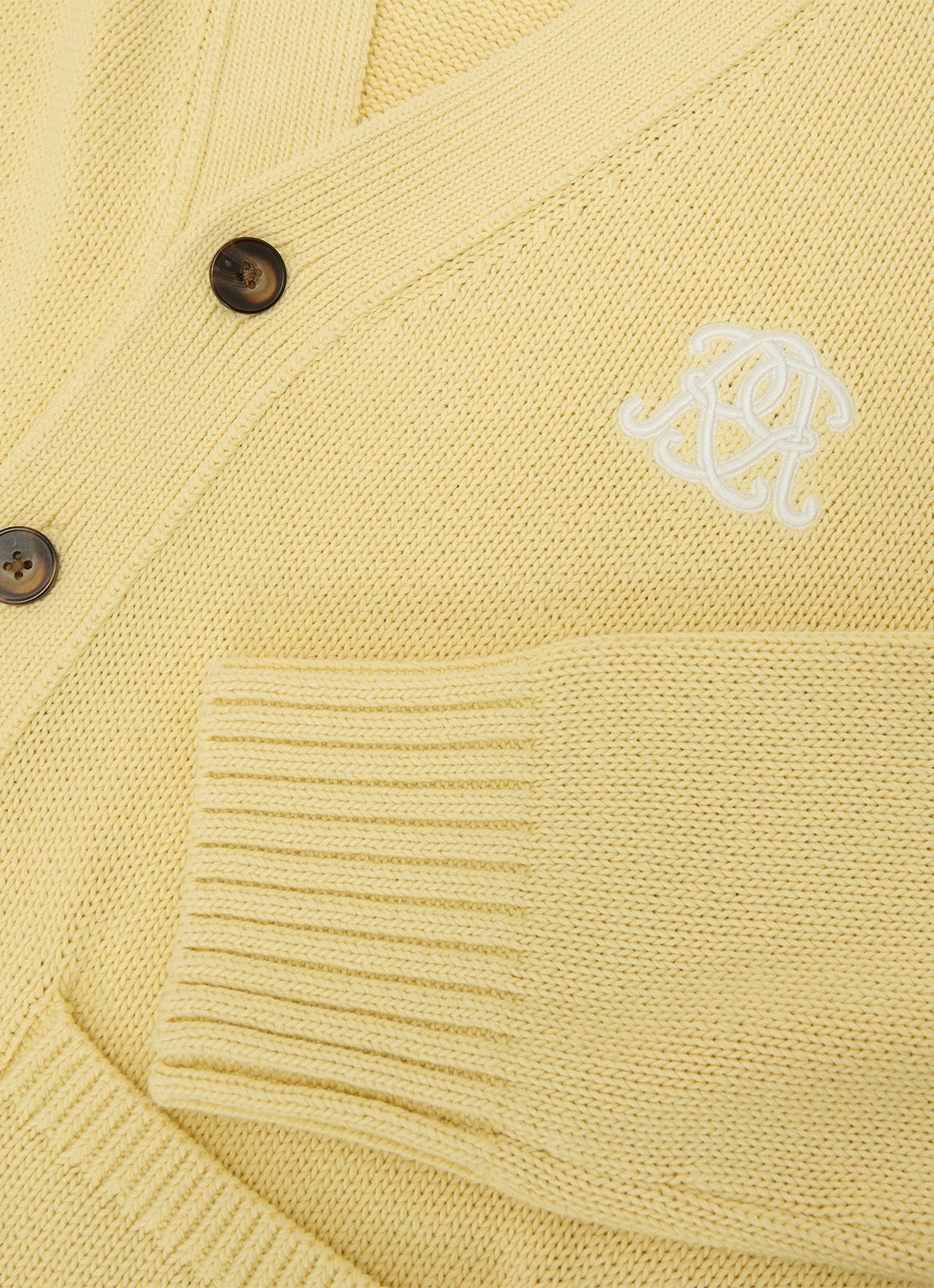 Reiss Coates grofgebreid vest met borduring - detail 6 geel
