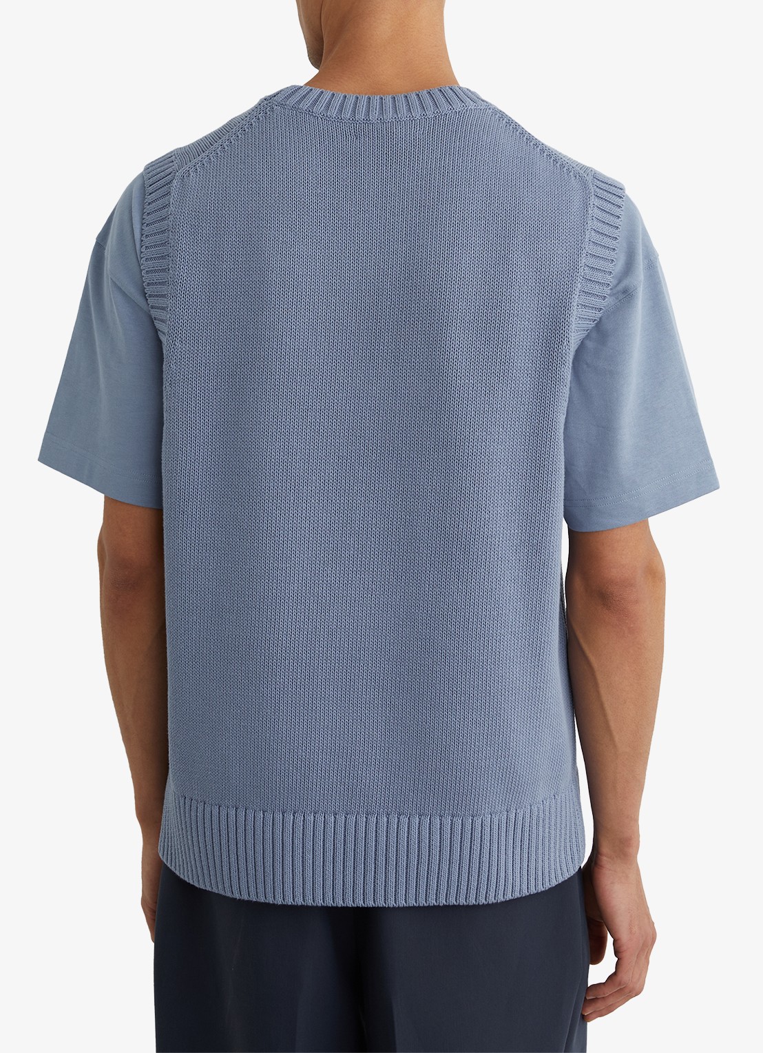 Reiss Coben grofgebreid vest met logo  - achterkant 3 lichtblauw