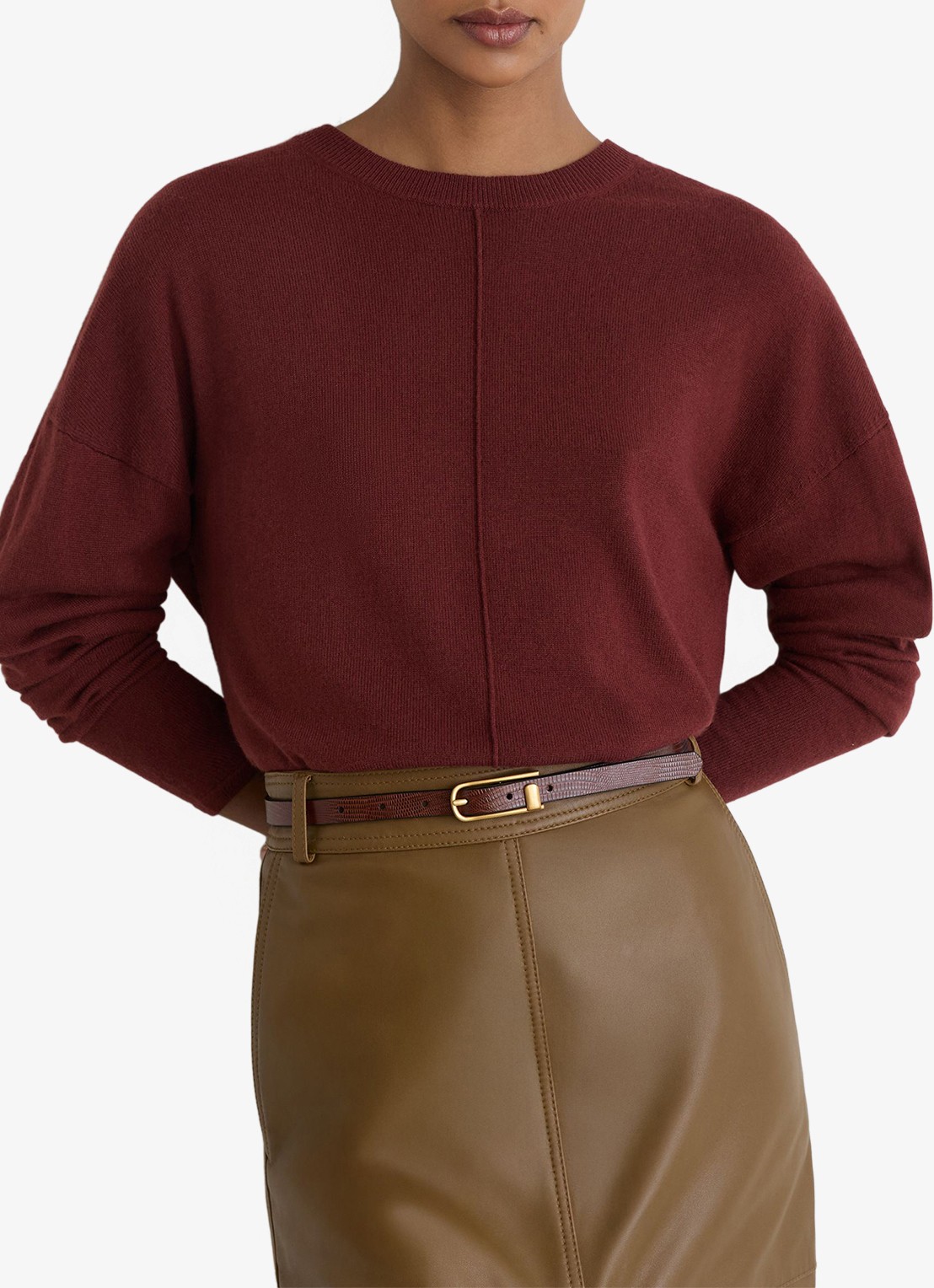 Reiss Colette fijngebreide trui in kasjmierblend - detail 4 donkerrood