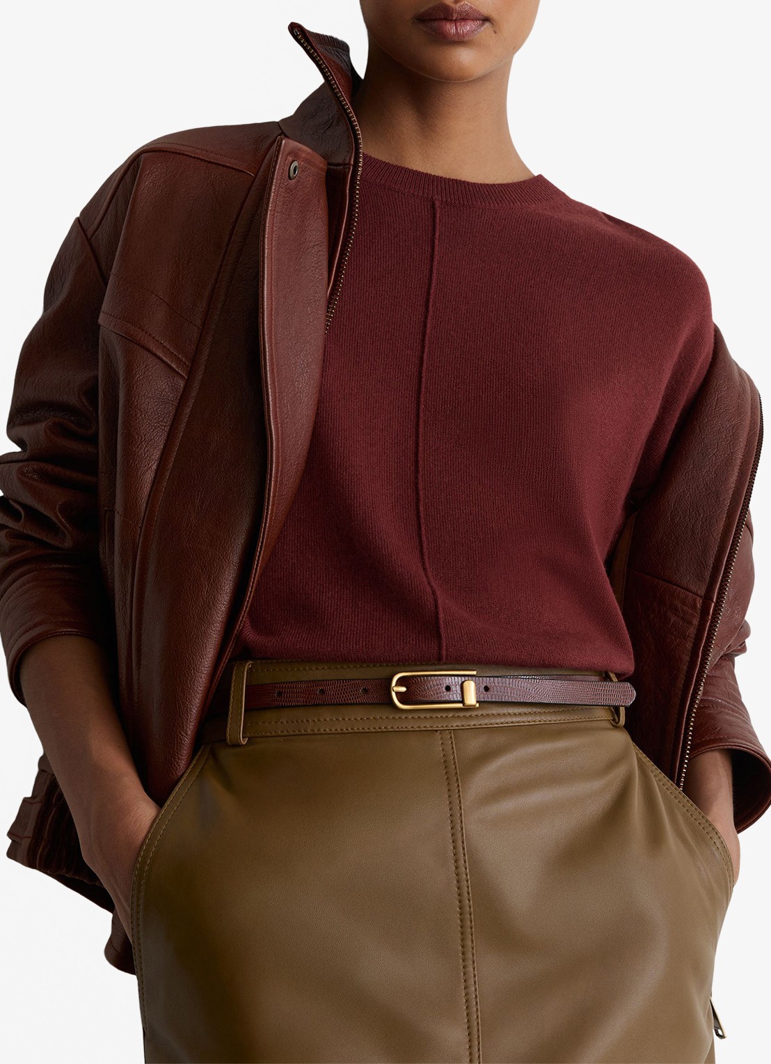 Reiss Colette fijngebreide trui in kasjmierblend - detail 6 donkerrood