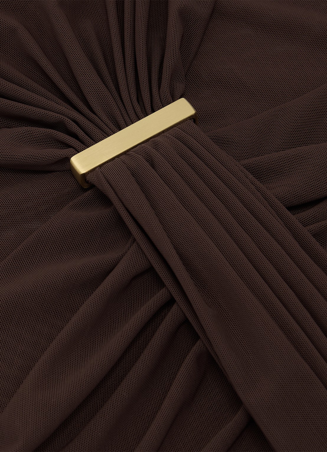 Reiss Colette maxi jurk met ruches - detail 4 chocoladebruin