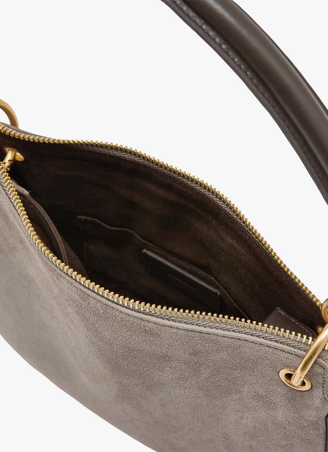 Reiss Colette schoudertas van leer - detail taupe