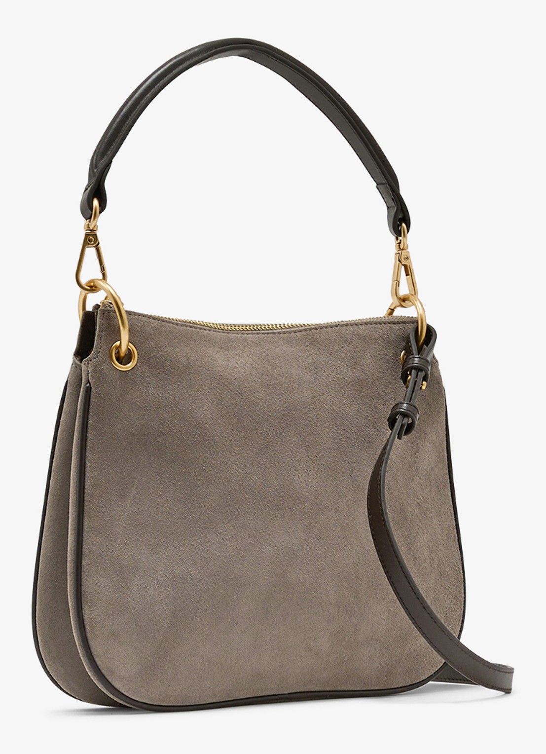 Reiss Colette schoudertas van leer - detail 2 taupe
