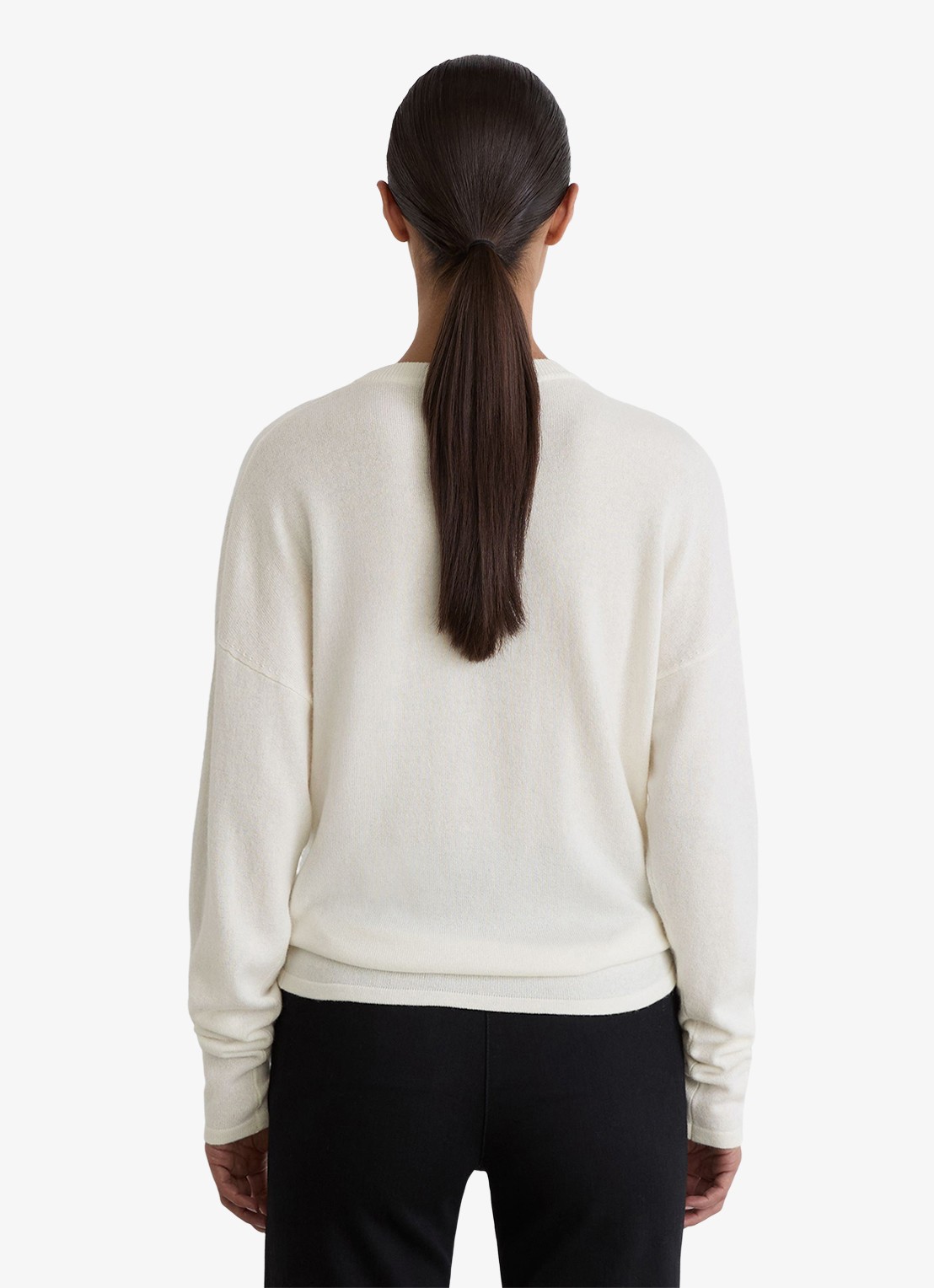 Reiss COLETTE Wool-Blend Reverse-Seam Jumper with kasjmier - achterkant 6 gebroken wit