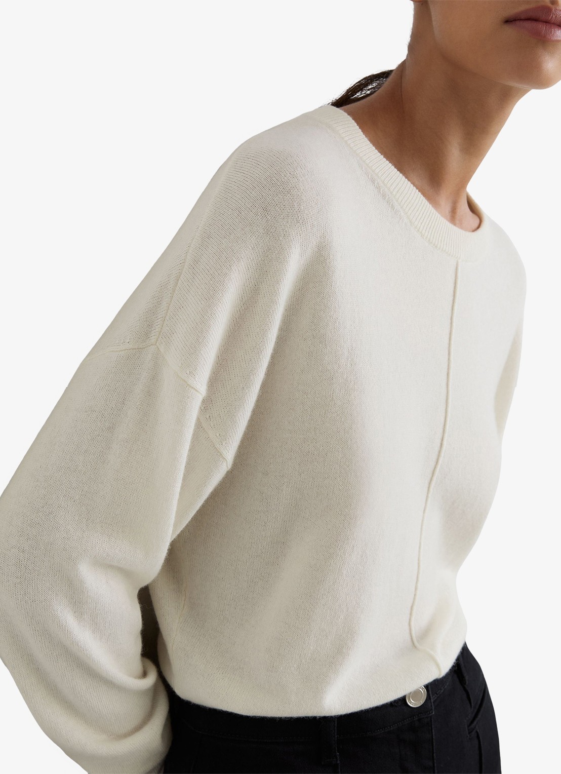 Reiss COLETTE Wool-Blend Reverse-Seam Jumper with kasjmier - detail 2 gebroken wit