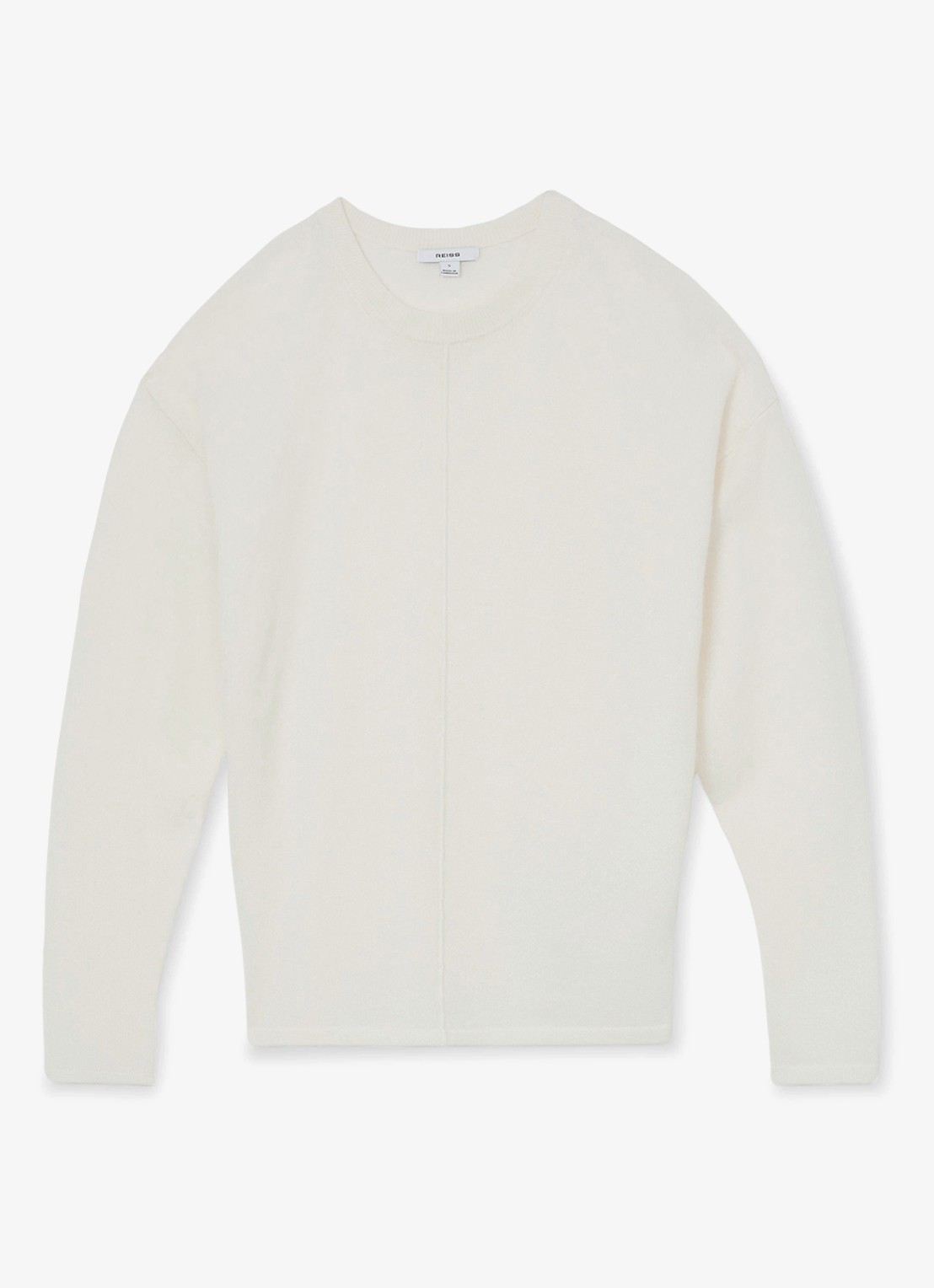 Reiss COLETTE Wool-Blend Reverse-Seam Jumper with kasjmier - voorkant 4 gebroken wit