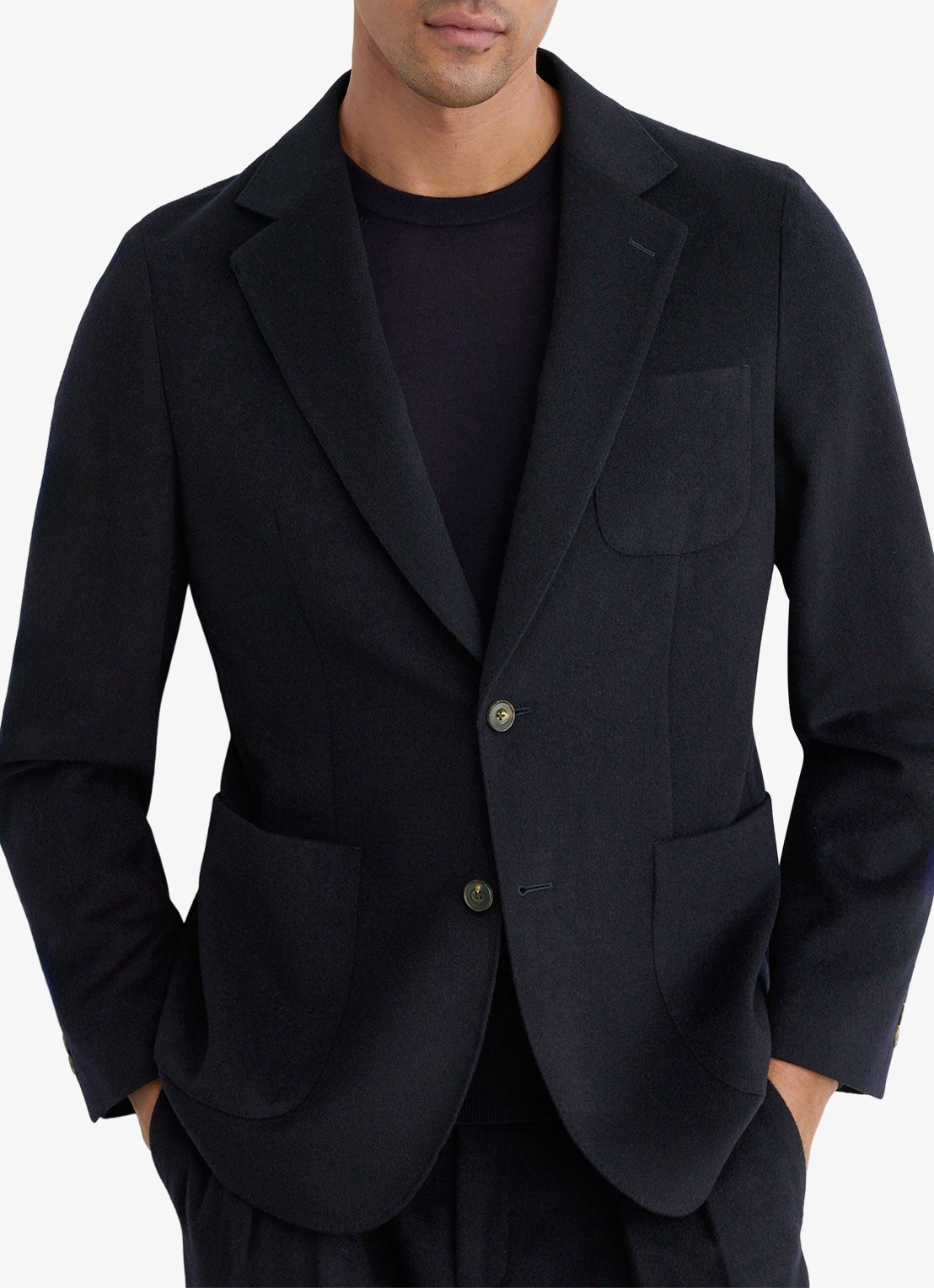 Reiss Collin fitted colbert in wolblend met opgestikte zakken - detail 3 navy / blauw