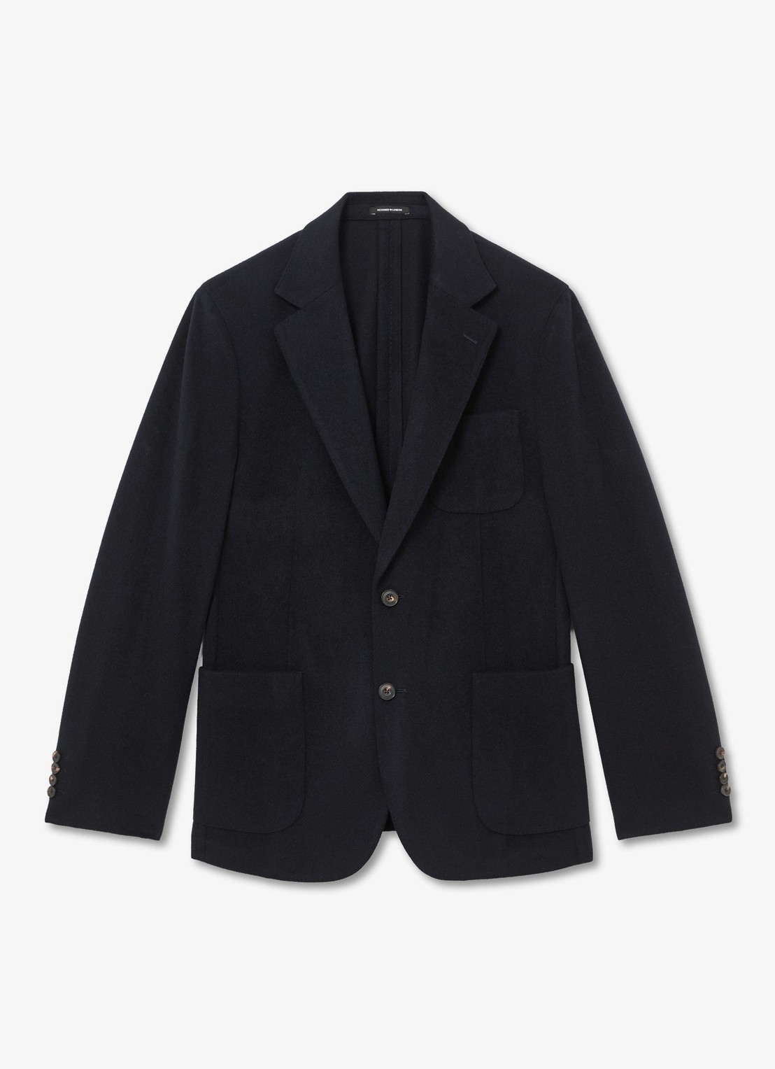 Reiss Collin fitted colbert in wolblend met opgestikte zakken - voorkant navy / blauw