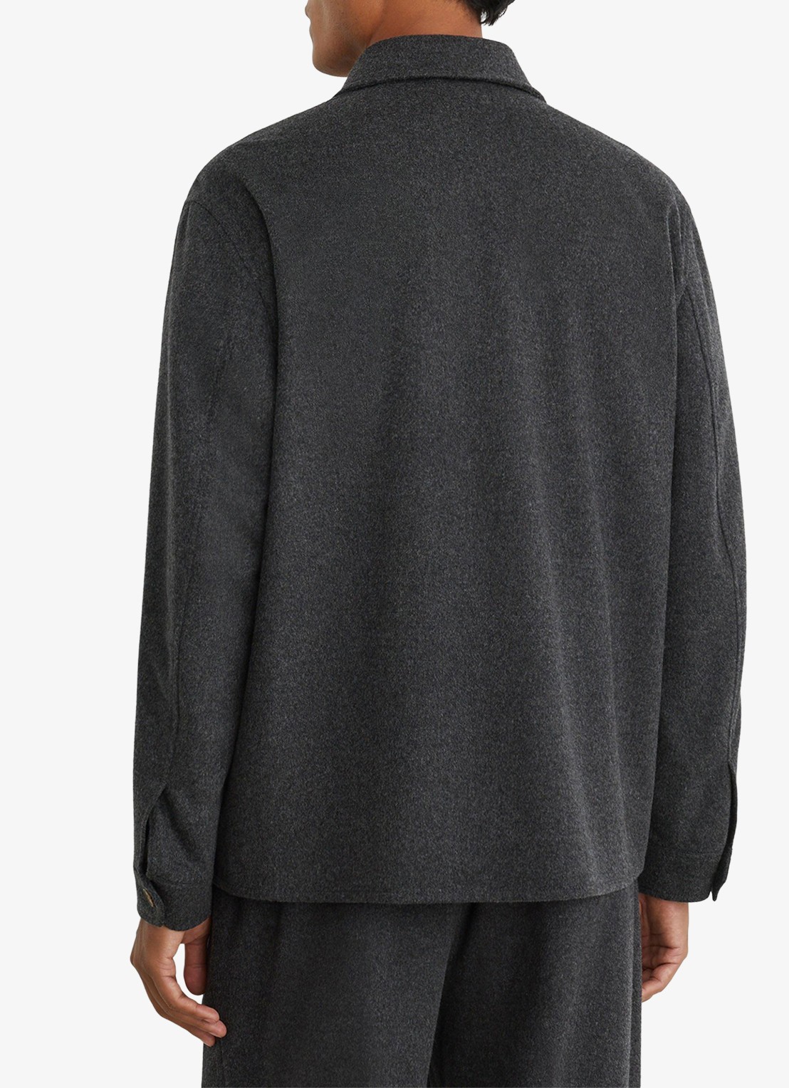 Reiss Collin overshirt in wolblend met borstzak - achterkant 8 donkergrijs