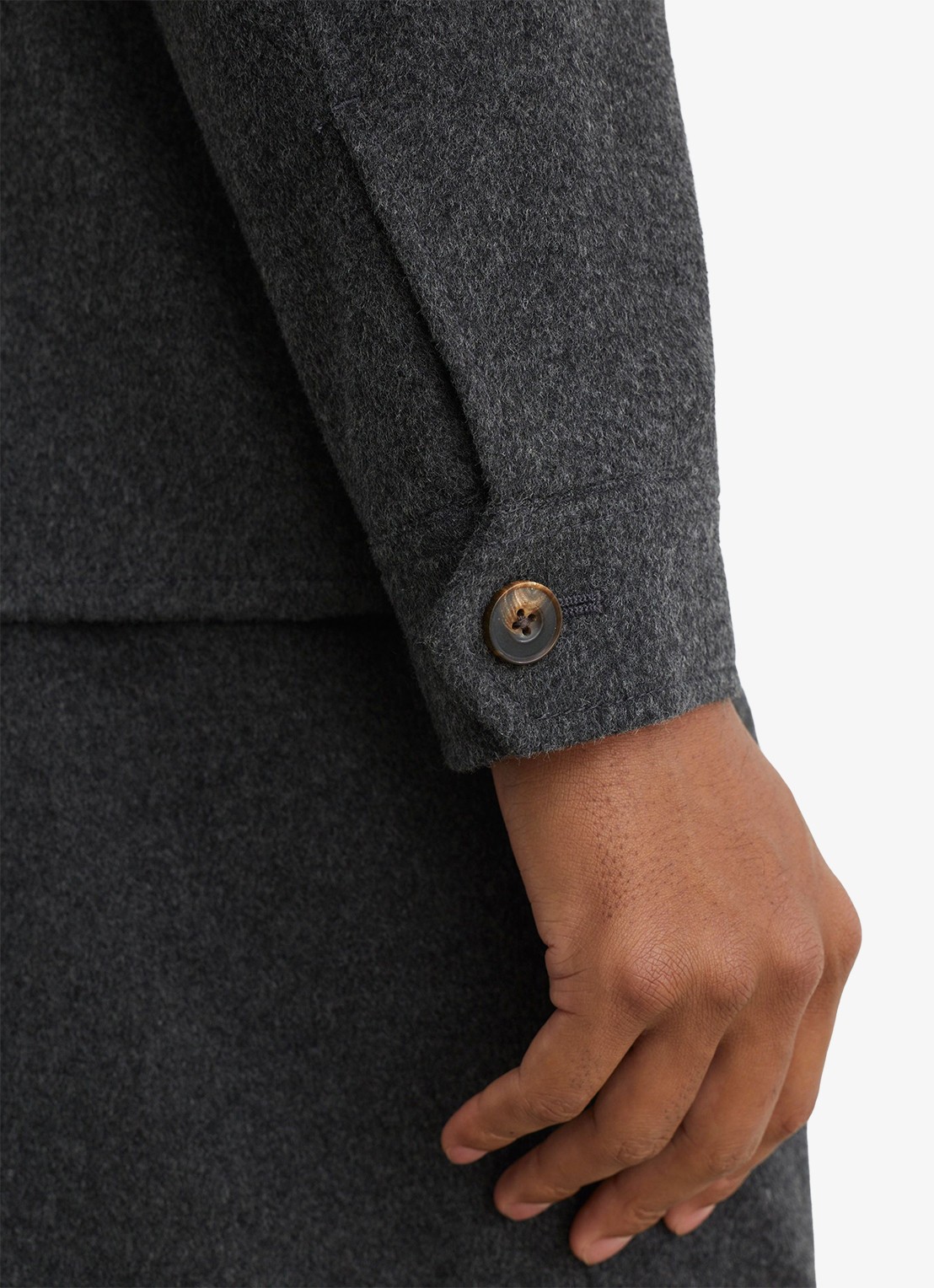 Reiss Collin overshirt in wolblend met borstzak - detail 3 donkergrijs