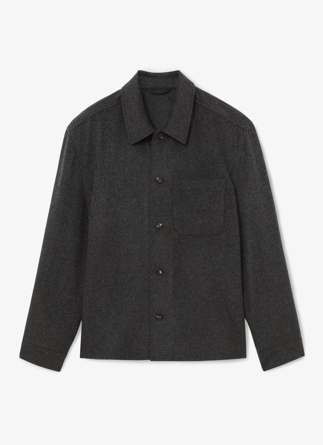 Reiss Collin overshirt in wolblend met borstzak - voorkant 6 donkergrijs