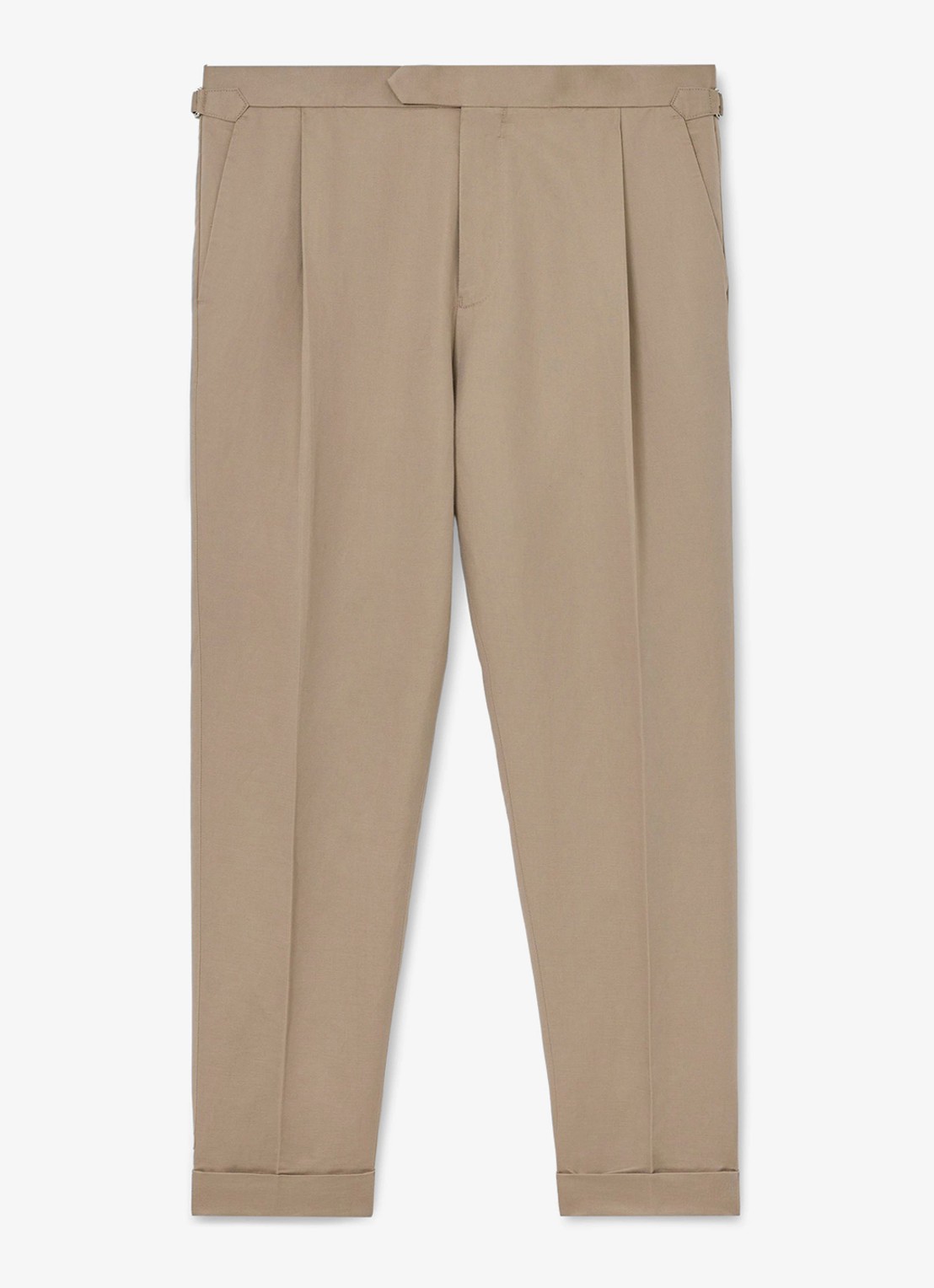 Reiss Com tapered fit pantalon in linnenblend - voorkant beige
