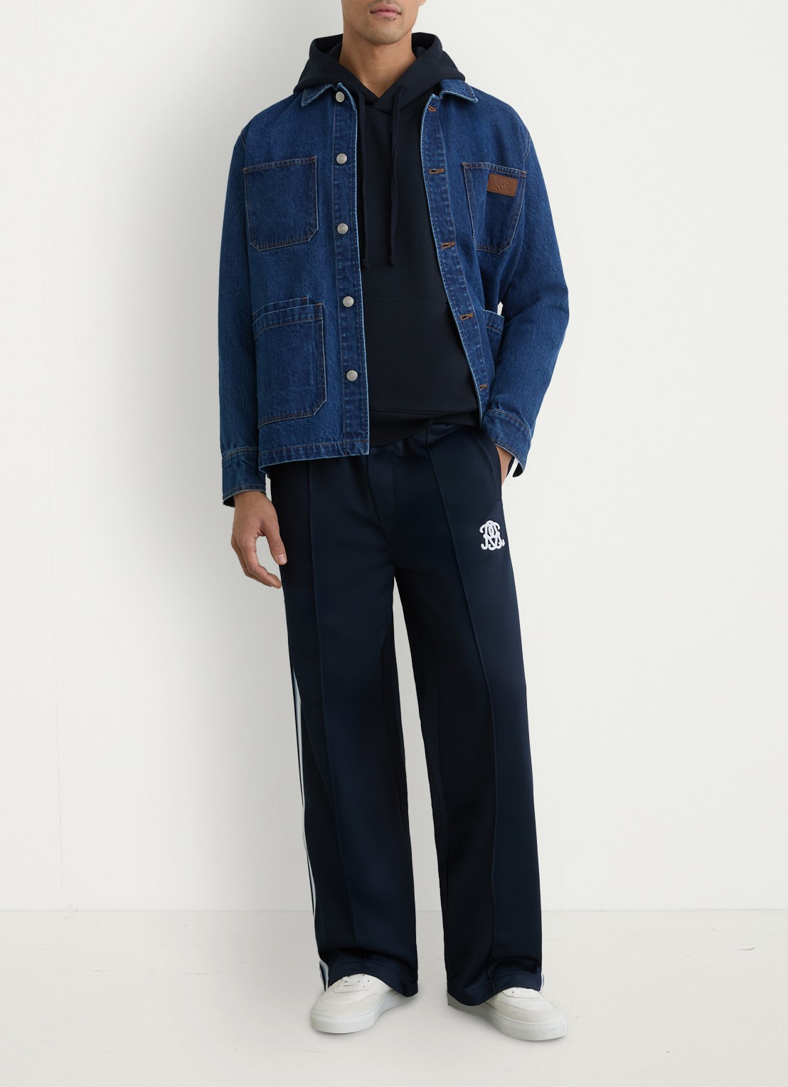 Reiss Conlin hoodie met borduring - voorkant 5 donkerblauw