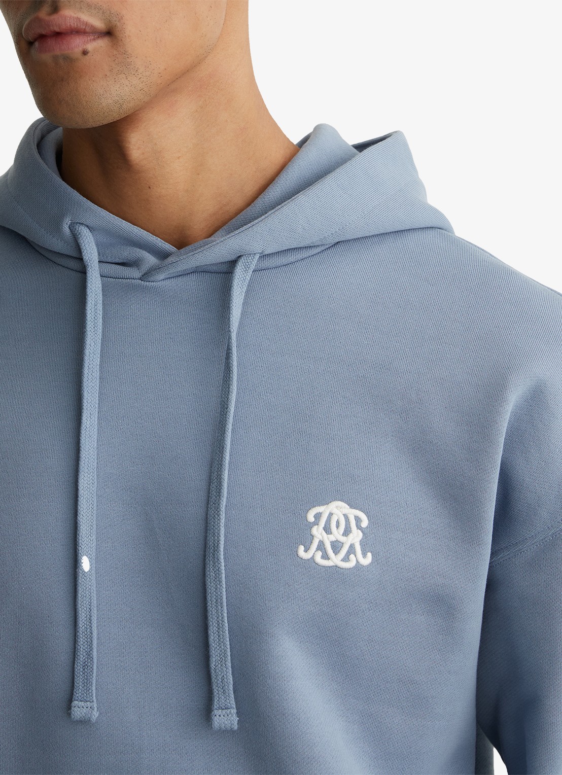 Reiss Conlin hoodie met borduring - detail 3 lichtblauw