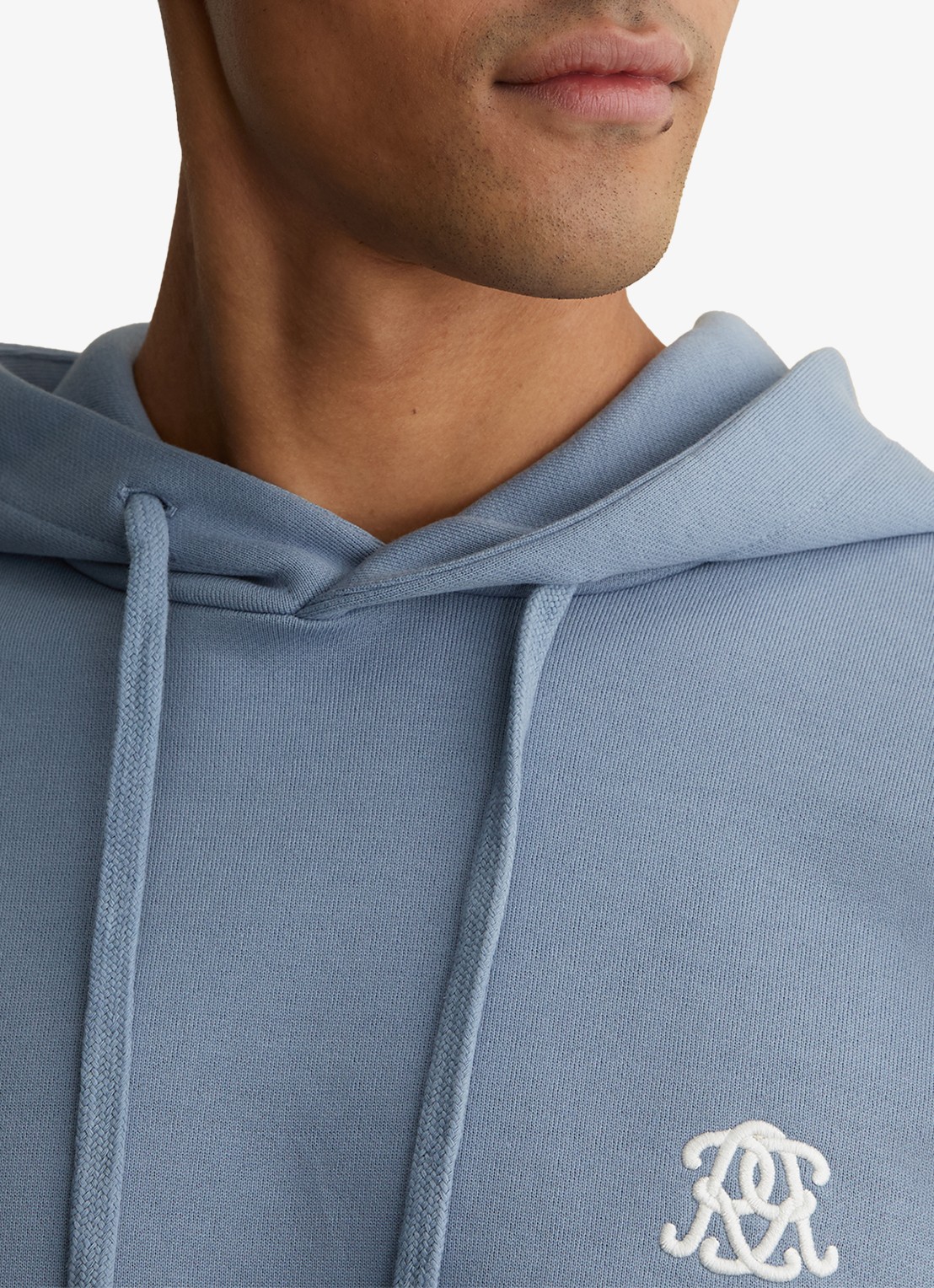 Reiss Conlin hoodie met borduring - detail 4 lichtblauw