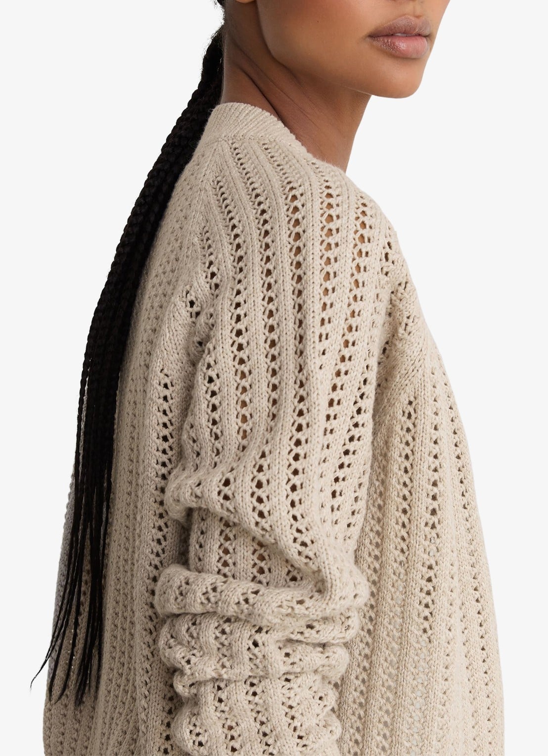 Reiss Constance opengebreid vest in linnenblend - detail 5 neutral / beige