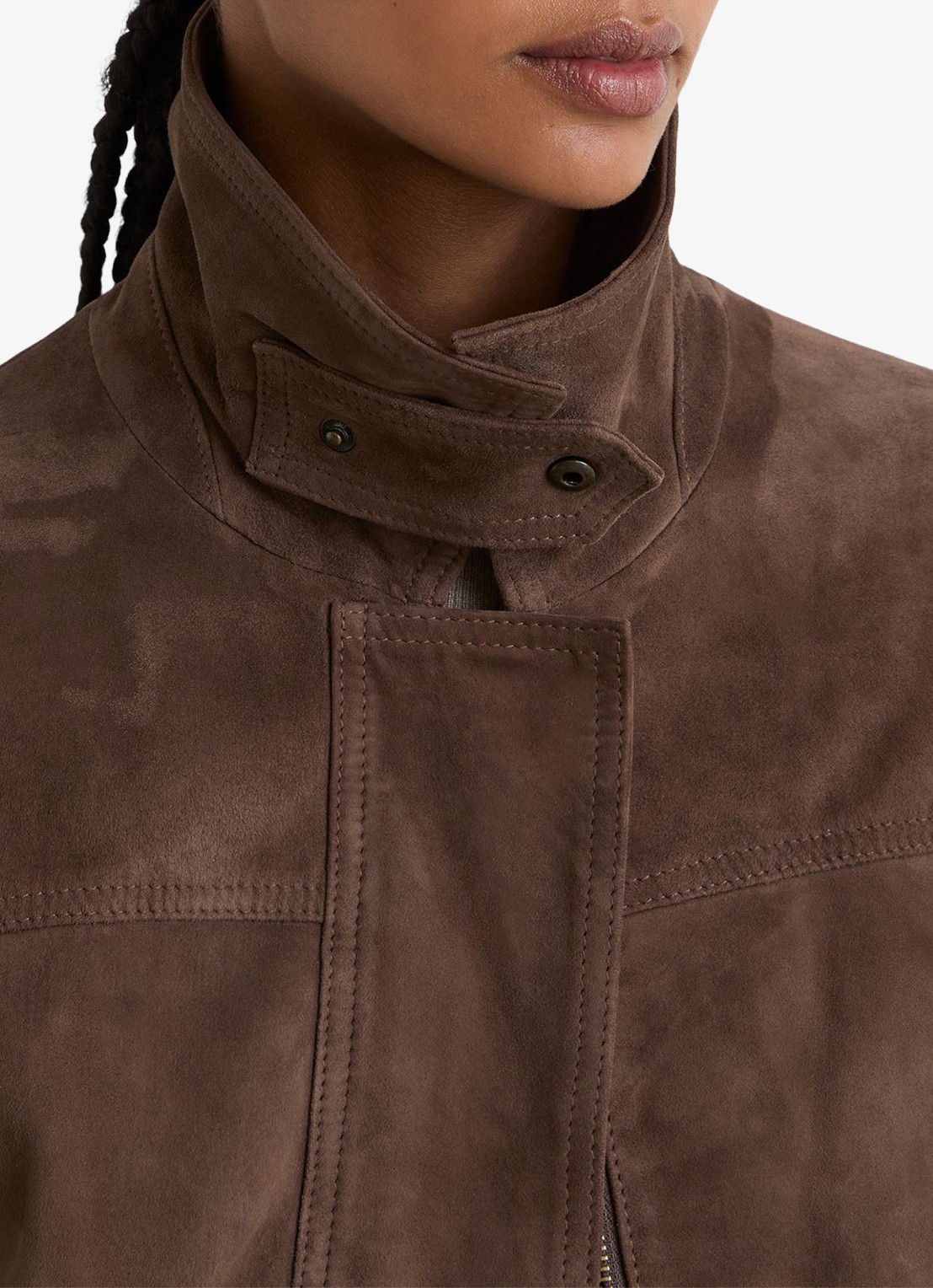 Reiss Cooper jack van geitensuède  - detail 2 bruin
