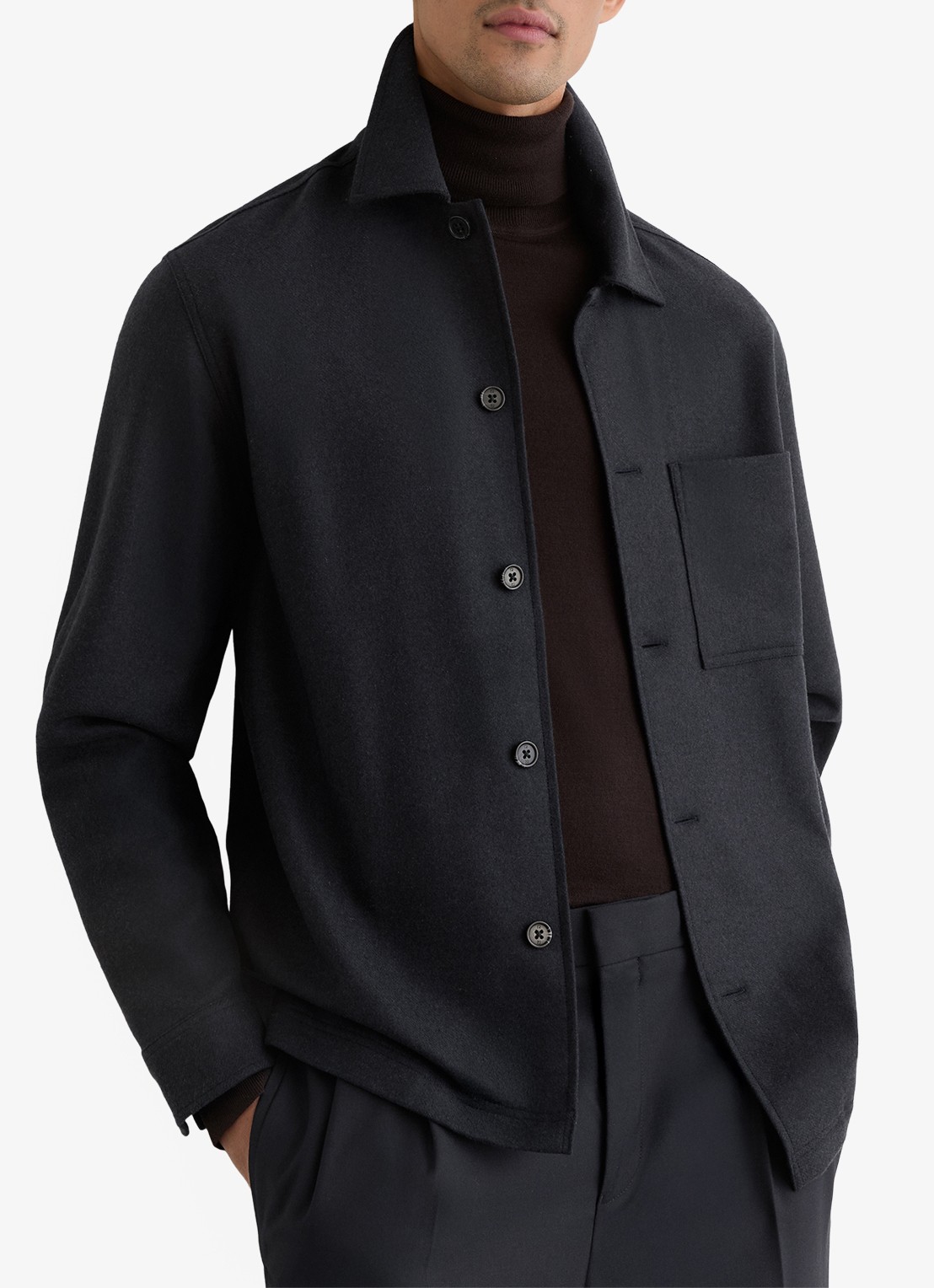 Reiss Cooper overshirt  met borstzak - detail 4 donkerblauw