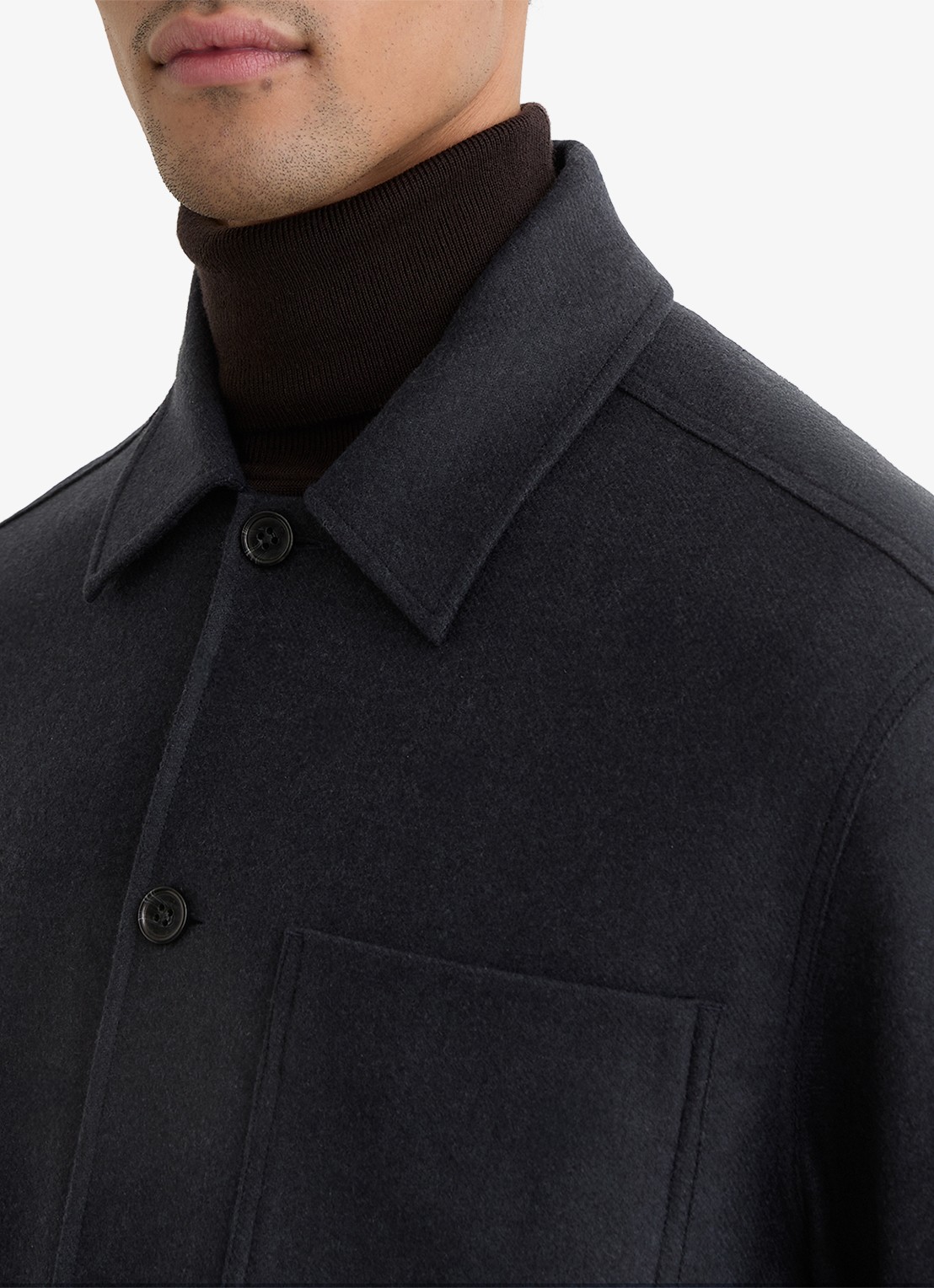 Reiss Cooper overshirt  met borstzak - detail 5 donkerblauw