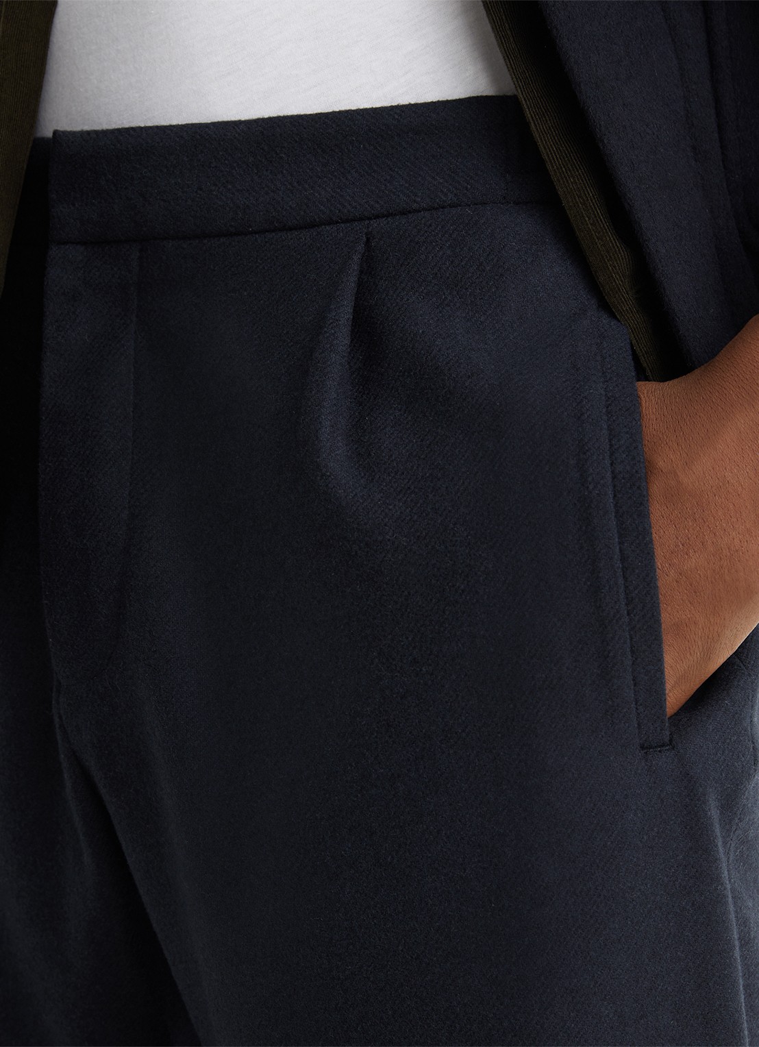 Reiss Cooper pantalon in wolblend met paspelzakken  - detail 5 donkerblauw