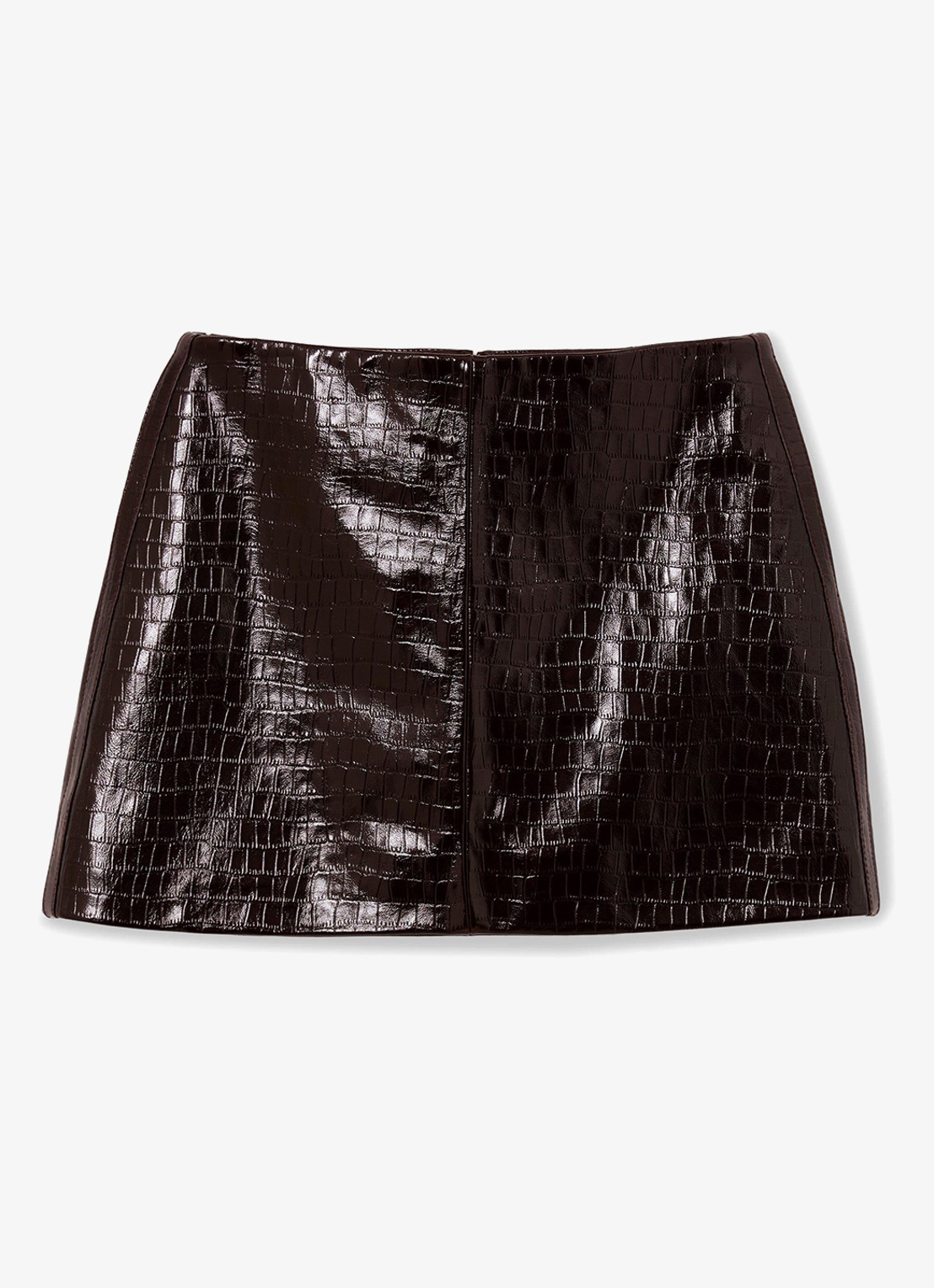 Reiss Cora mini rok van schapenleer - voorkant bordeauxrood