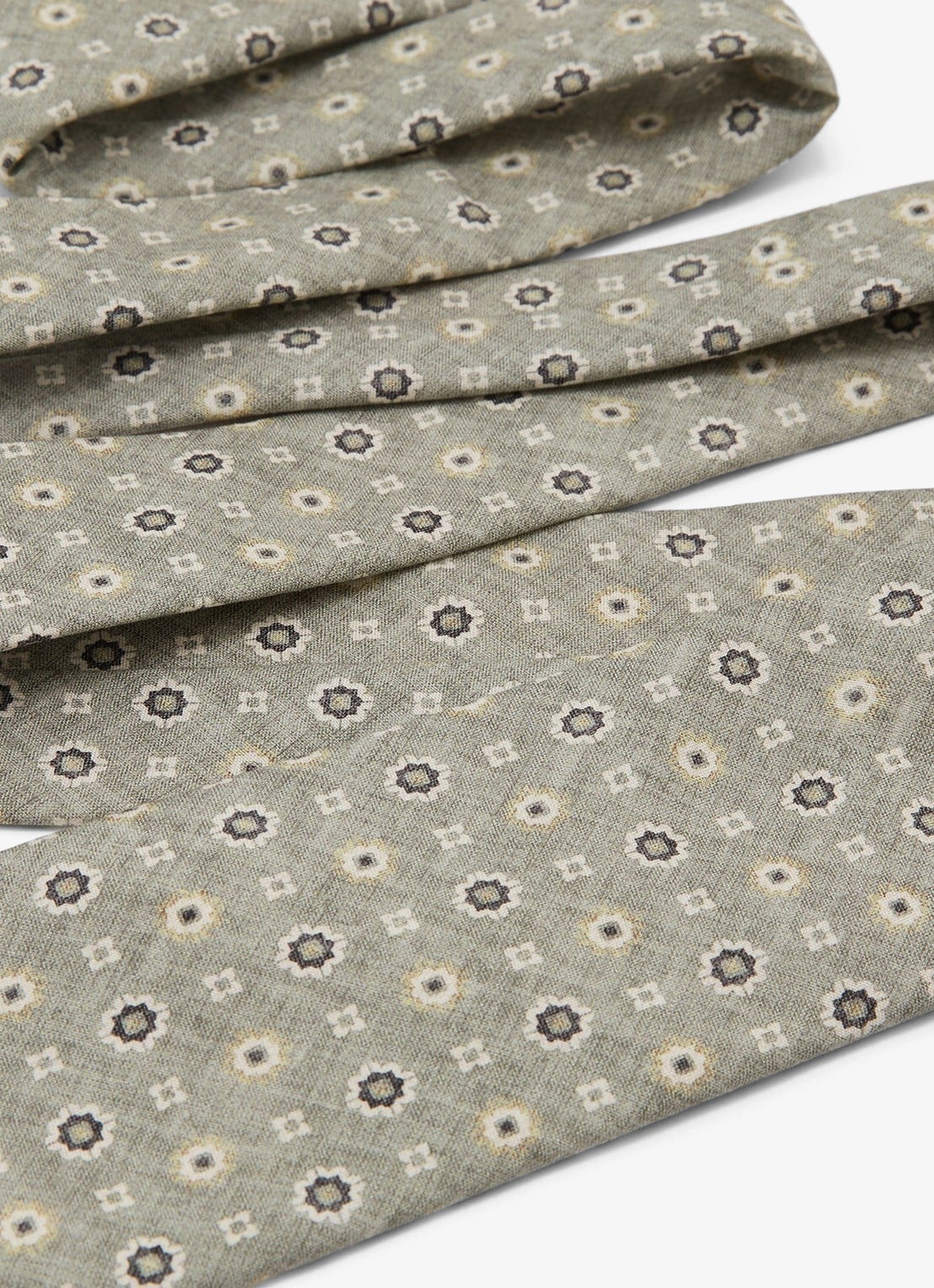 Reiss Cosimo stropdas van zijde met print - detail lindegroen