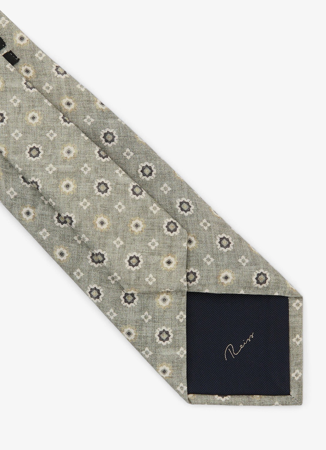 Reiss Cosimo stropdas van zijde met print - detail 2 lindegroen