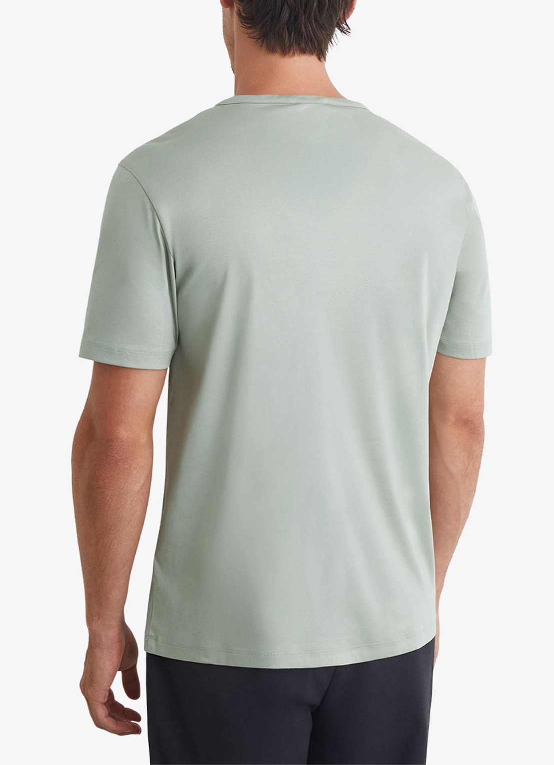 Reiss COUNT Air-Water Cotton Tailored-Fit T-Shirt - achterkant 4 lindegroen